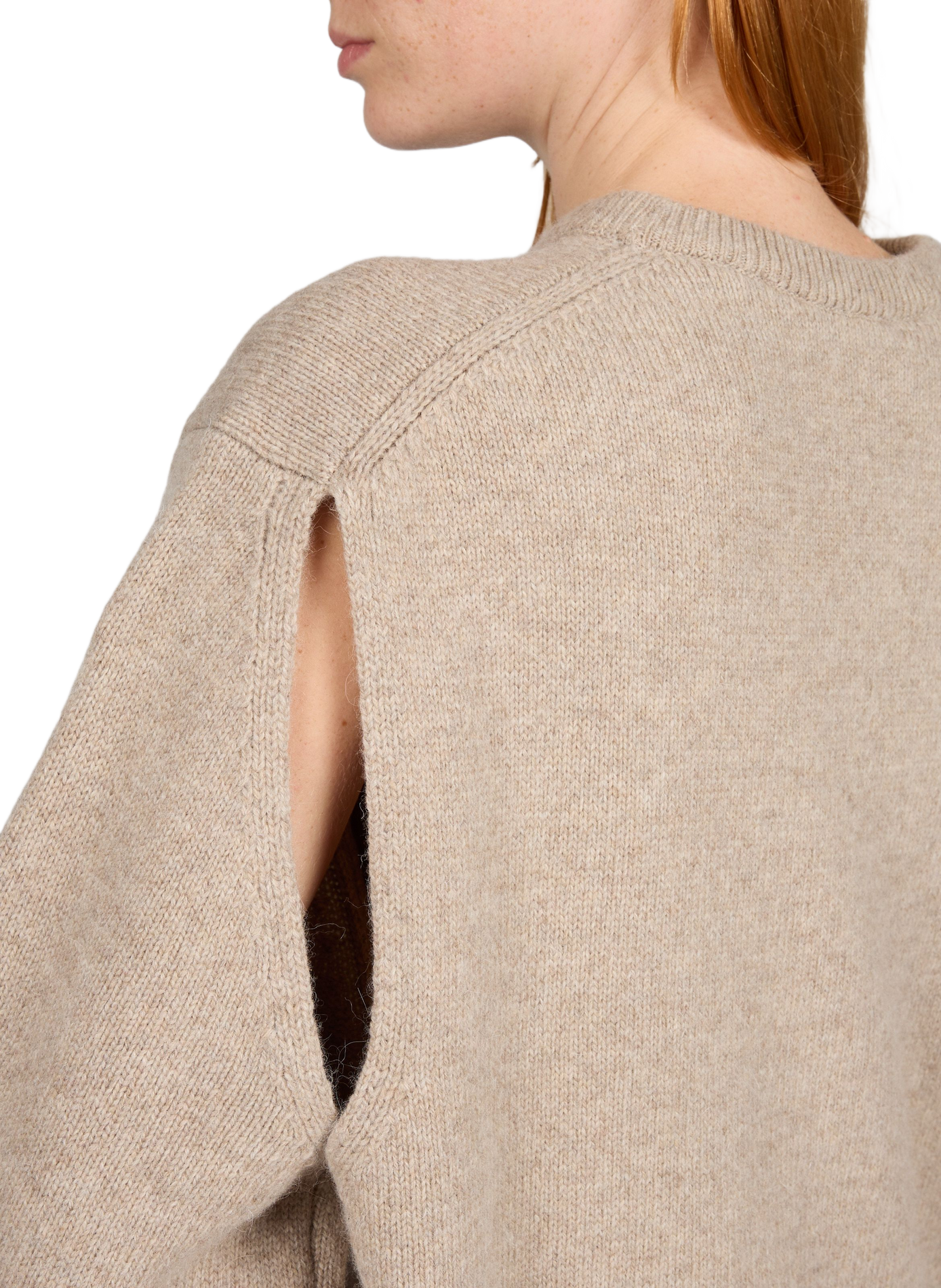 Rundhalsausschnitt-Pullover aus Wolle in weiter Passform LE 17 SEPTEMBRE Beige