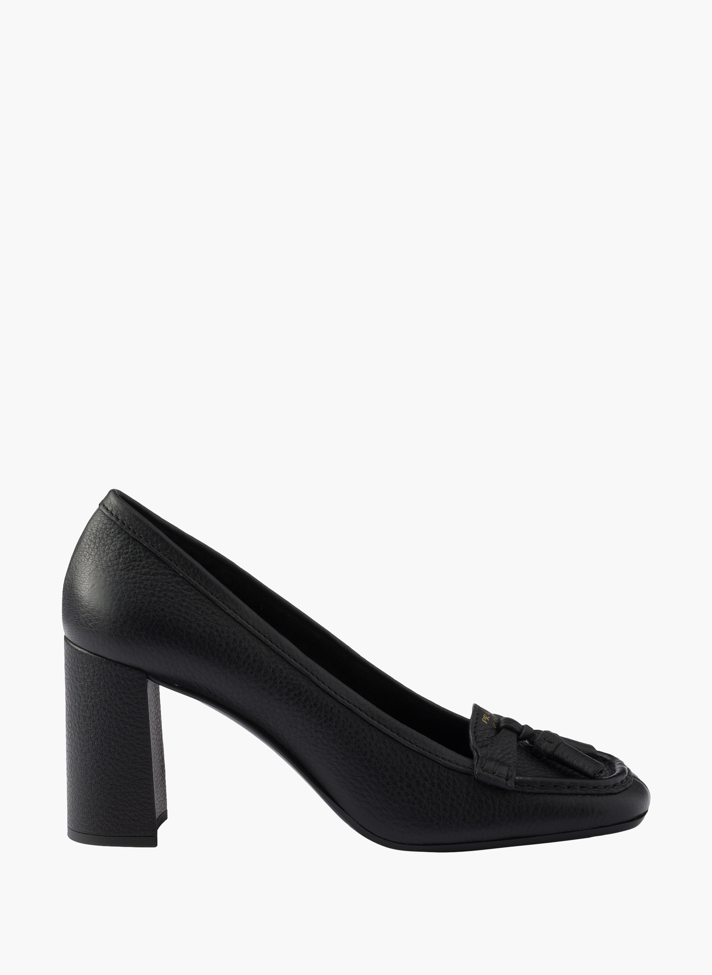 Mocassins à talon en cuir PRADA Noir