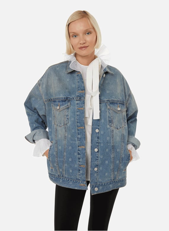 Veste en jean a logo Bleu