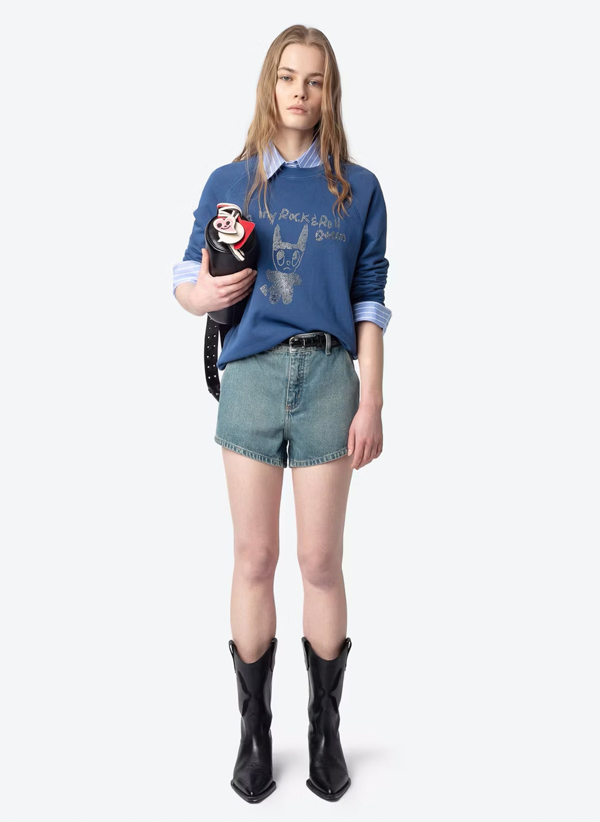 Sweat imprimé en coton upper ZADIG&VOLTAIRE Bleu