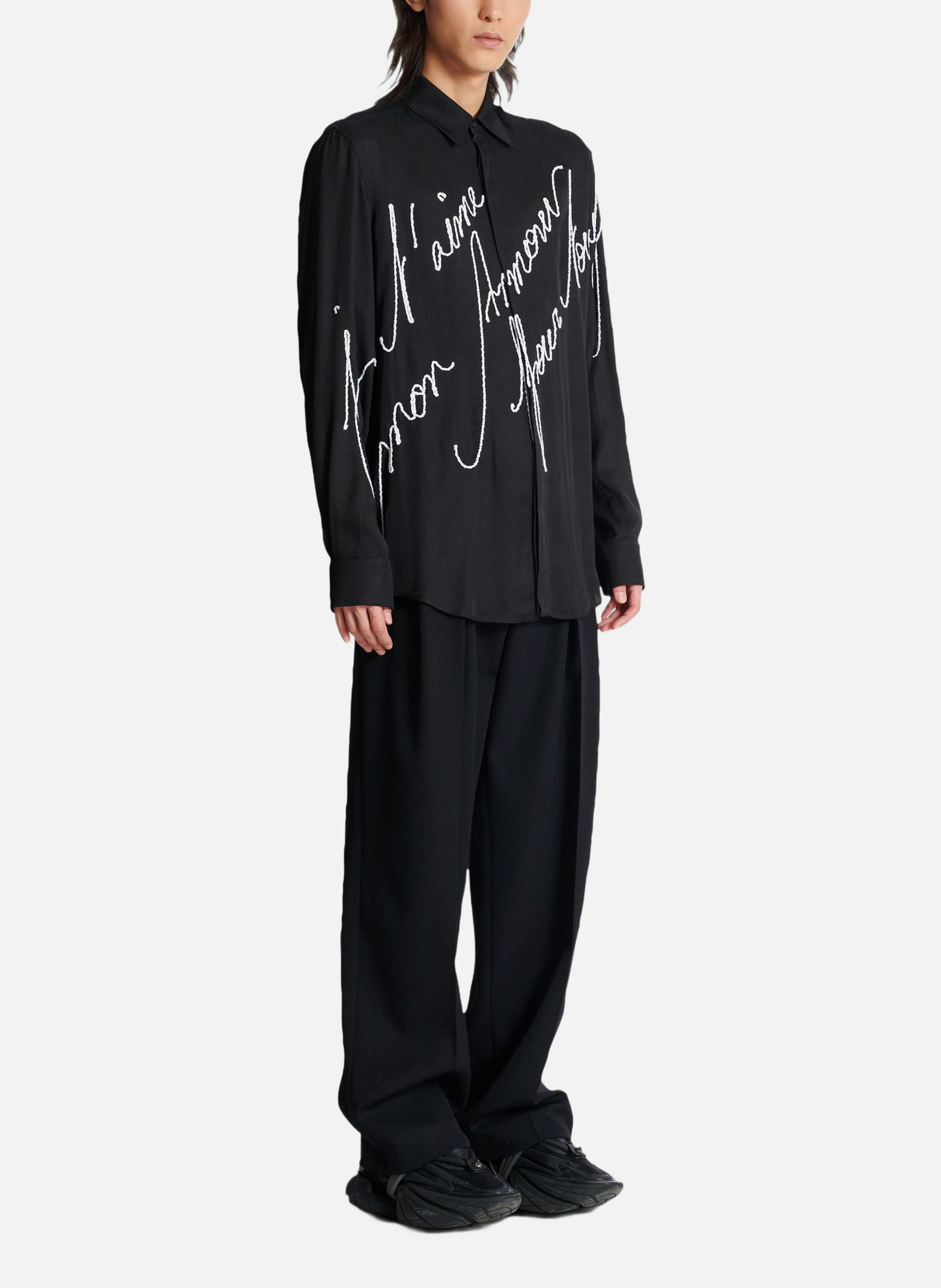 Chemise fluide brodée « lettre d'amour » BALMAIN Noir