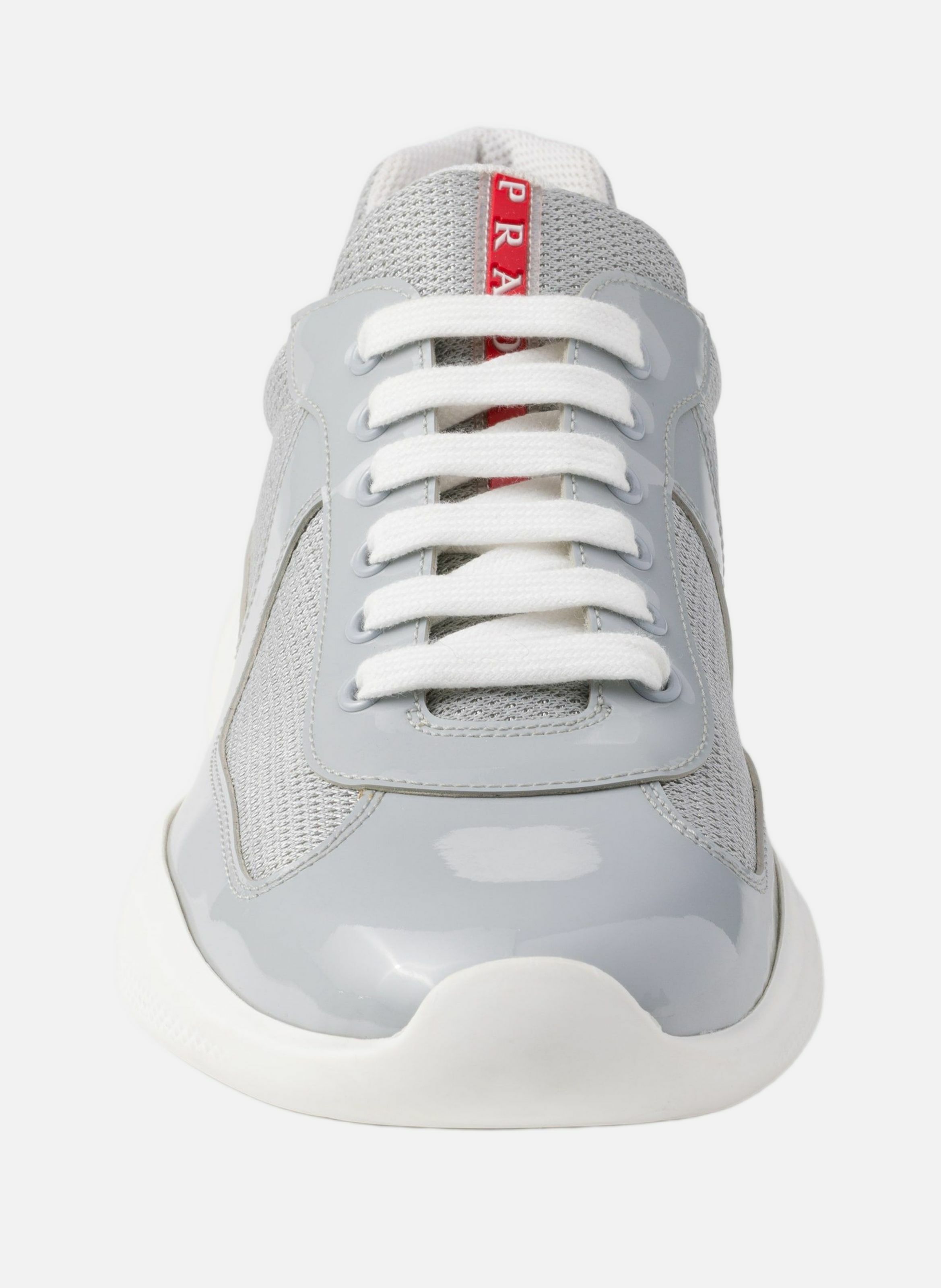 Sneakers prada america’s cup en cuir verni et tiss PRADA Gris