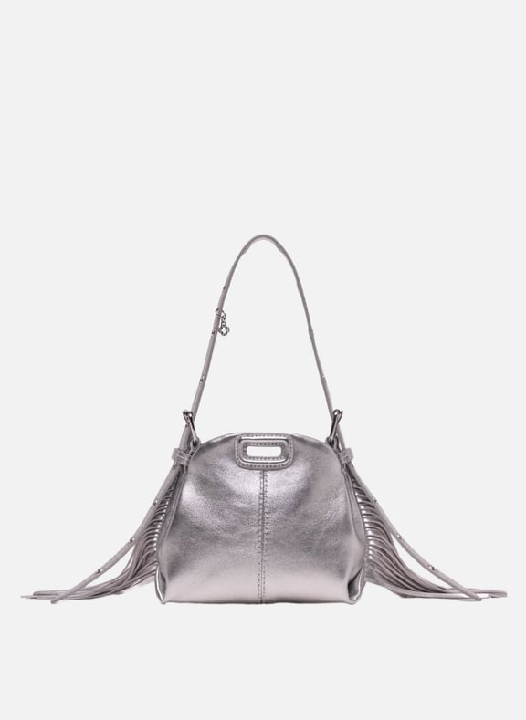 Sac porté épaule en cuir métallisé Argent by MAJE MAJE Sac porté épaule en cuir métallisé Argent