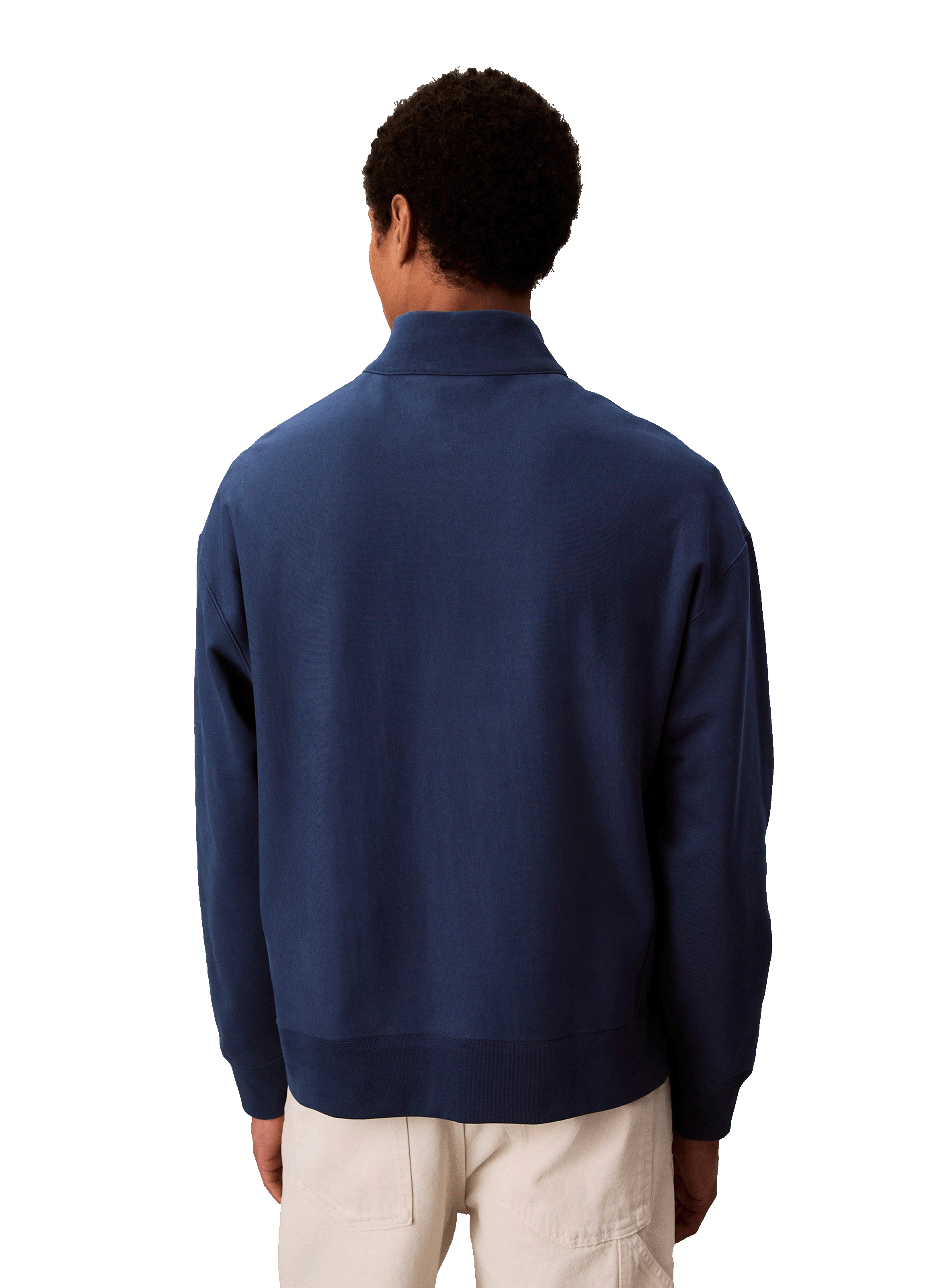 Cotton zip-neck sweatshirt CALVIN KLEIN Blue