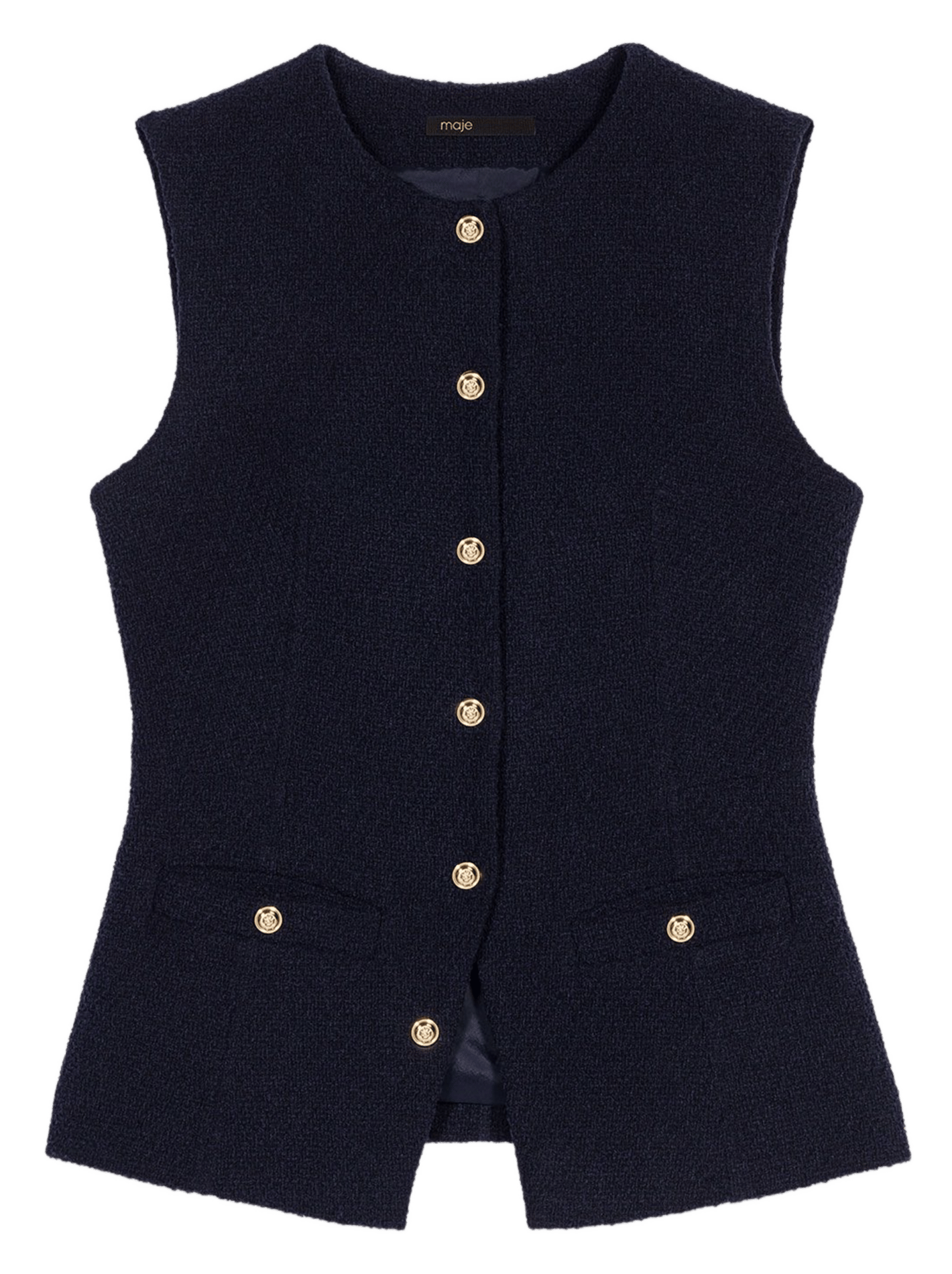 Gilet col rond en coton mélangé MAJE Bleu