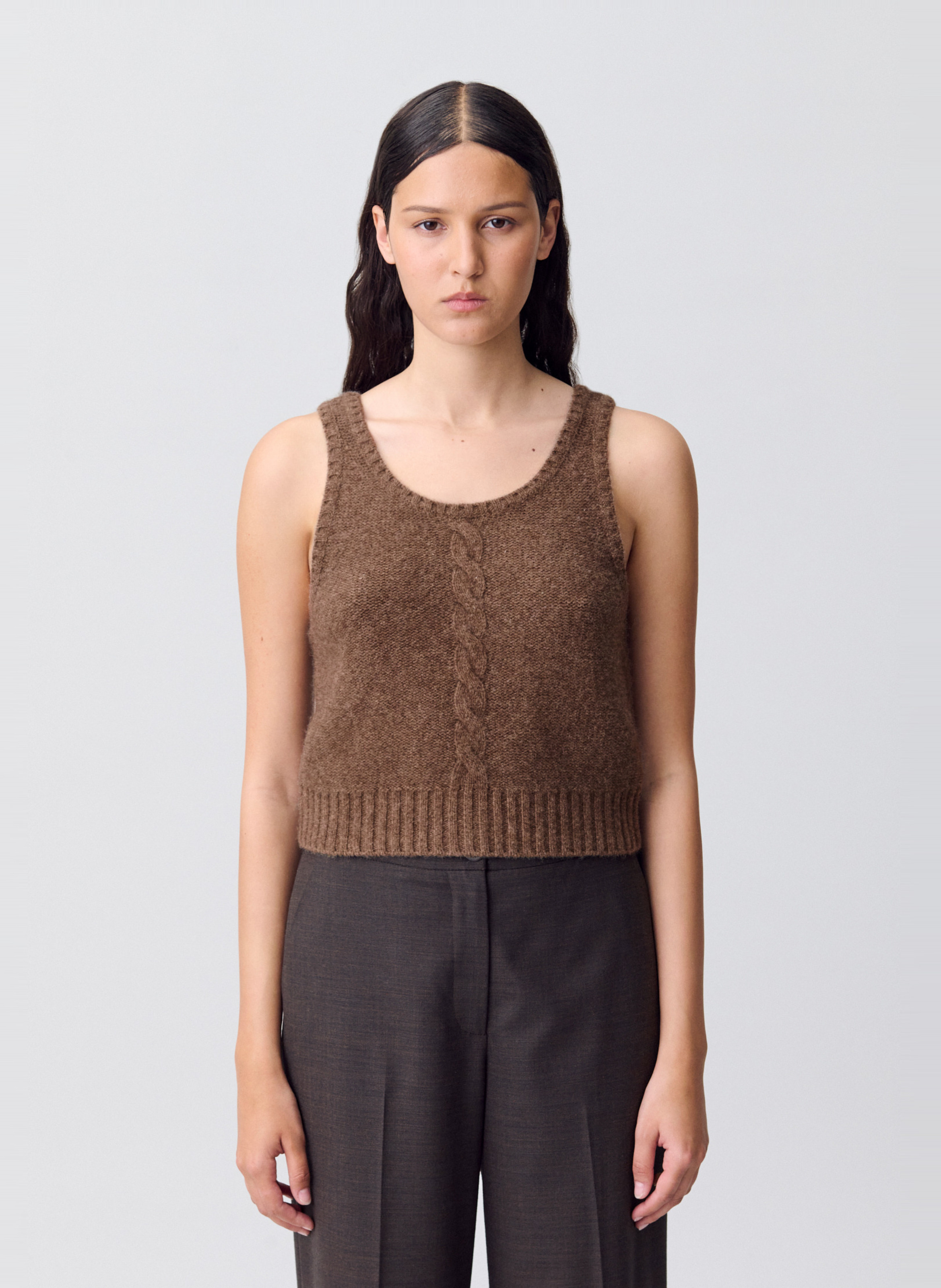 Débardeur col rond en laine CLAUDIE PIERLOT Marron