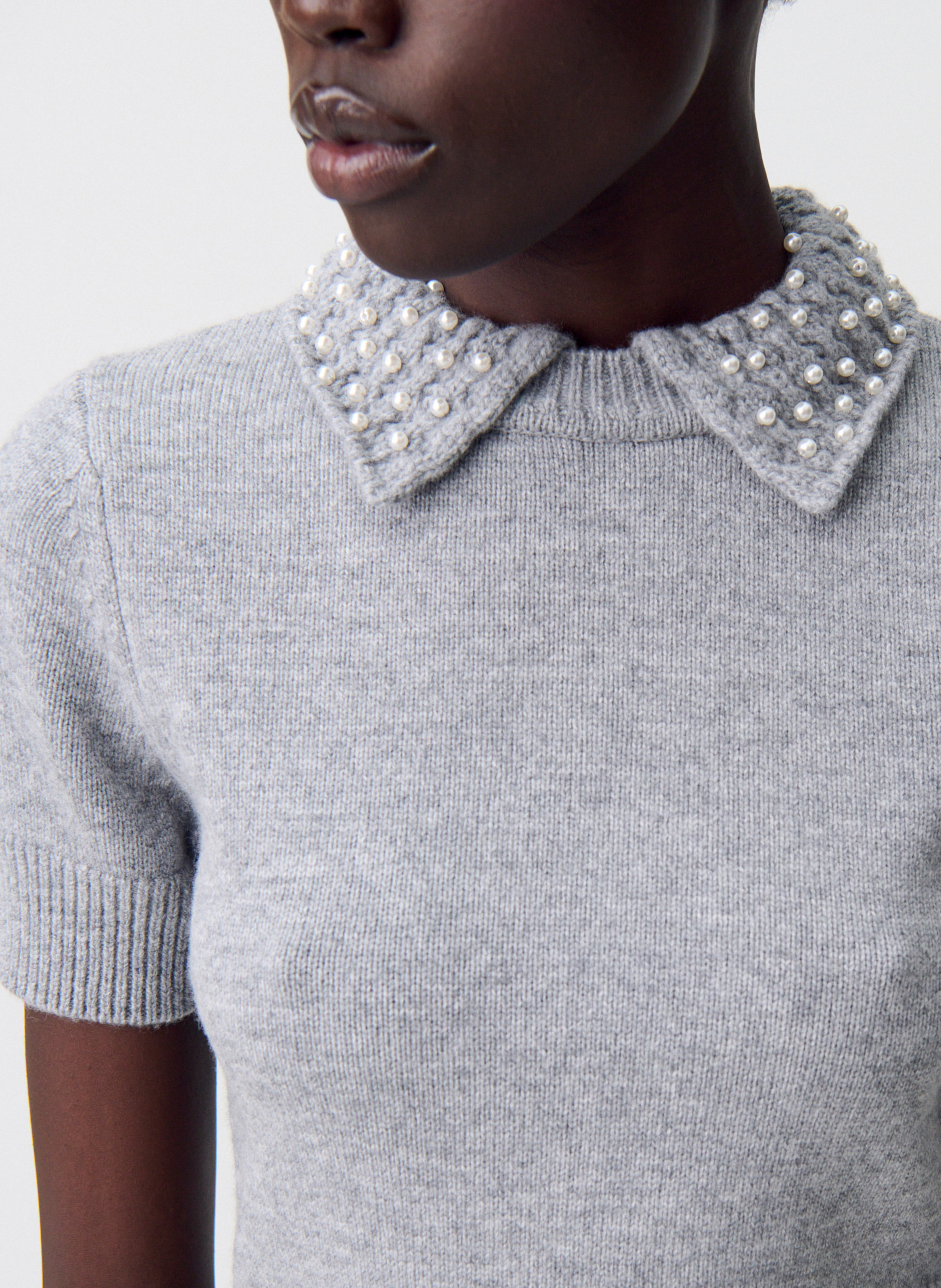 Top ajusté en laine et cachemire miray CLAUDIE PIERLOT Gris