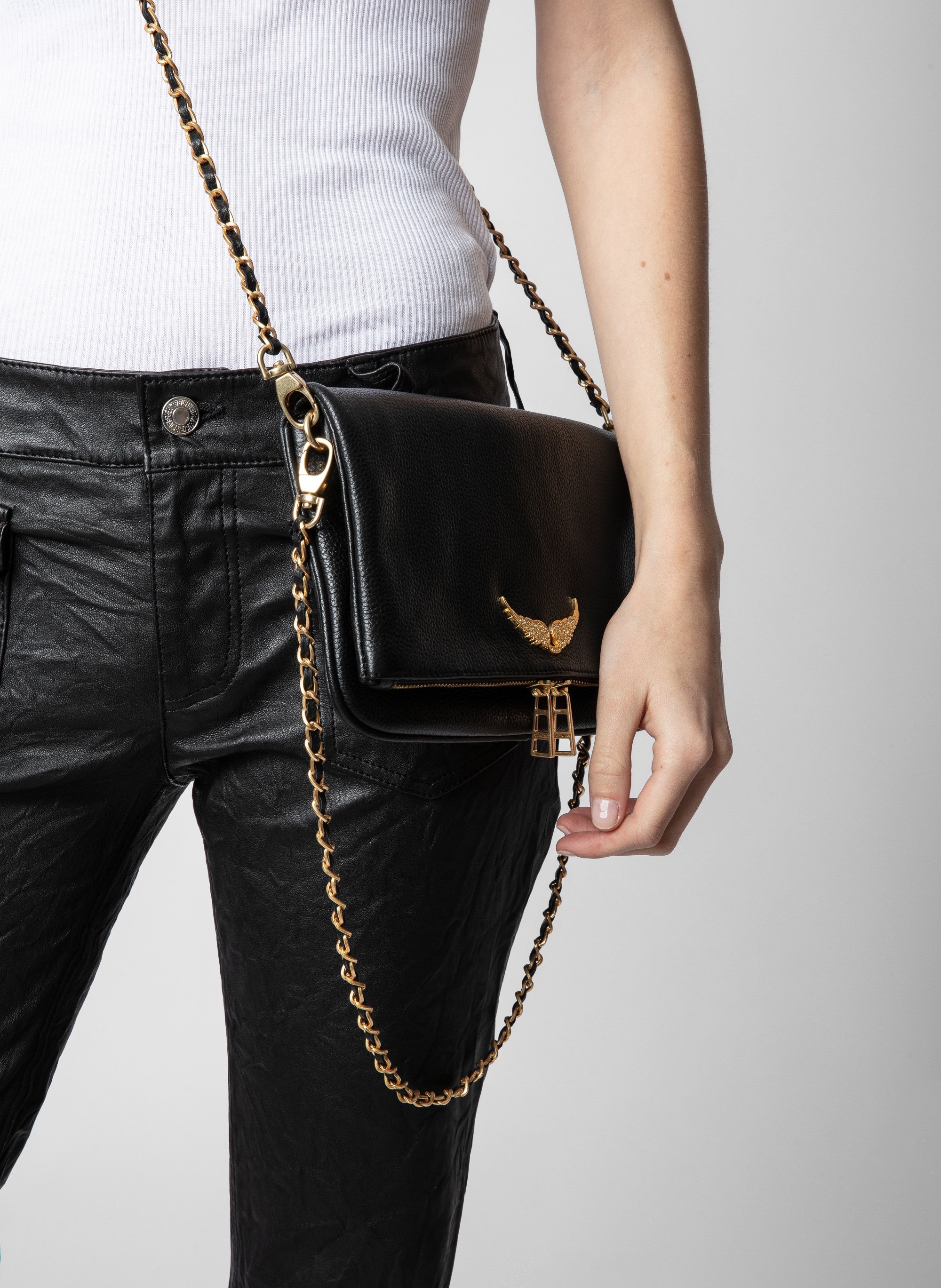 Pochette en cuir rock ZADIG&VOLTAIRE Noir