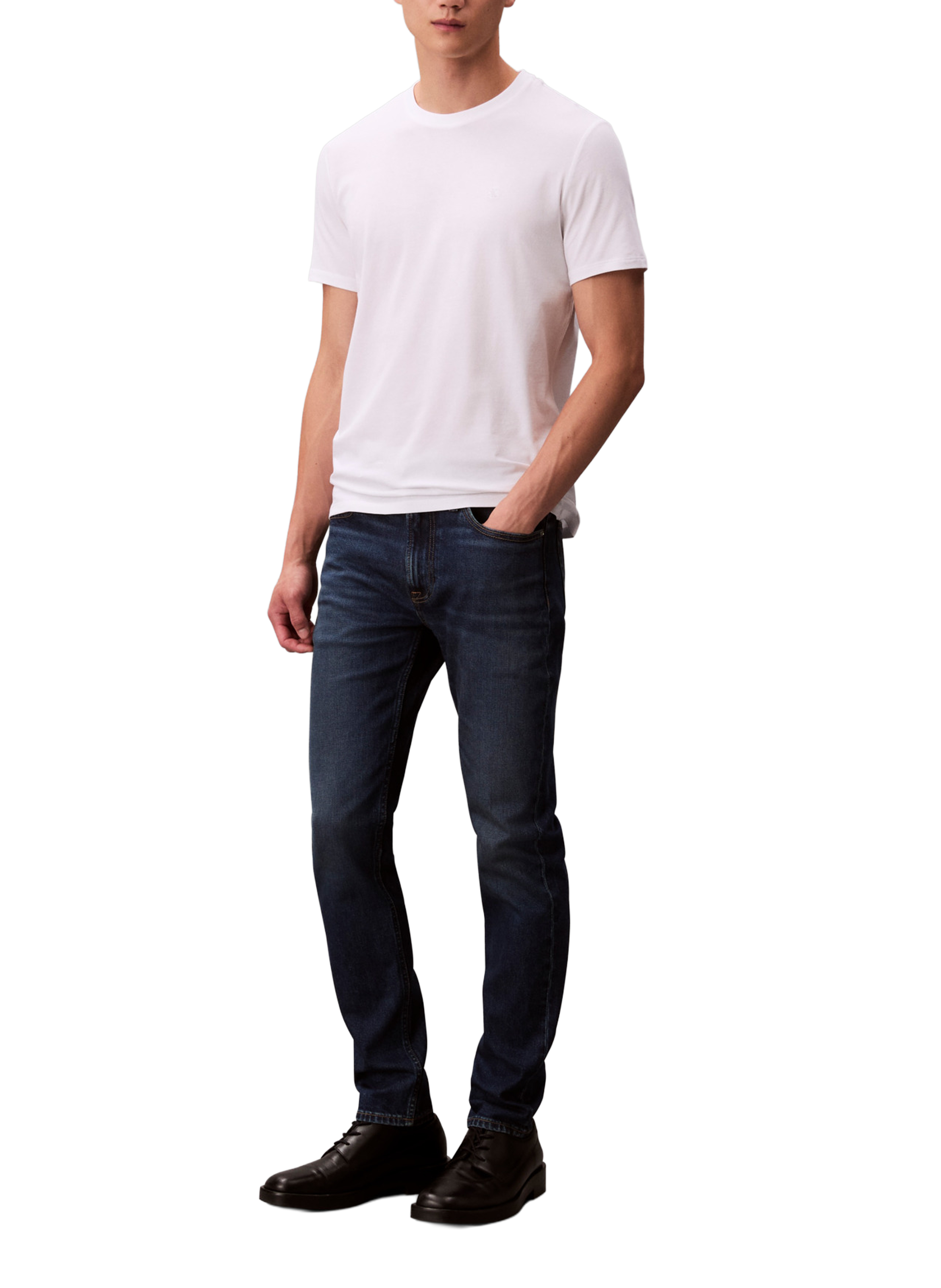 Jean denim Slim Taper en coton mélangé CALVIN KLEIN Bleu