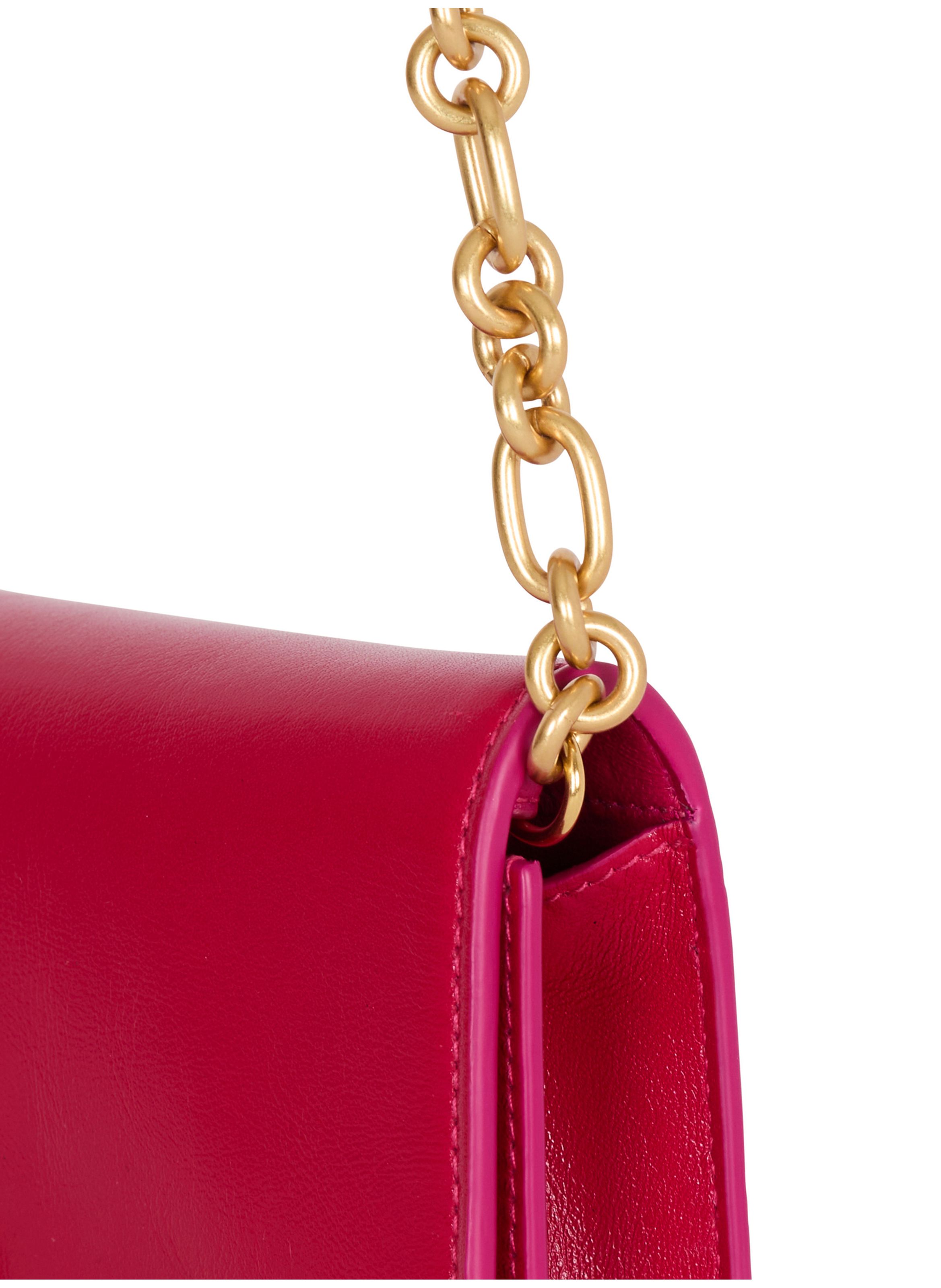 Portefeuille shuffle à chaîne en cuir de veau BALMAIN Rose