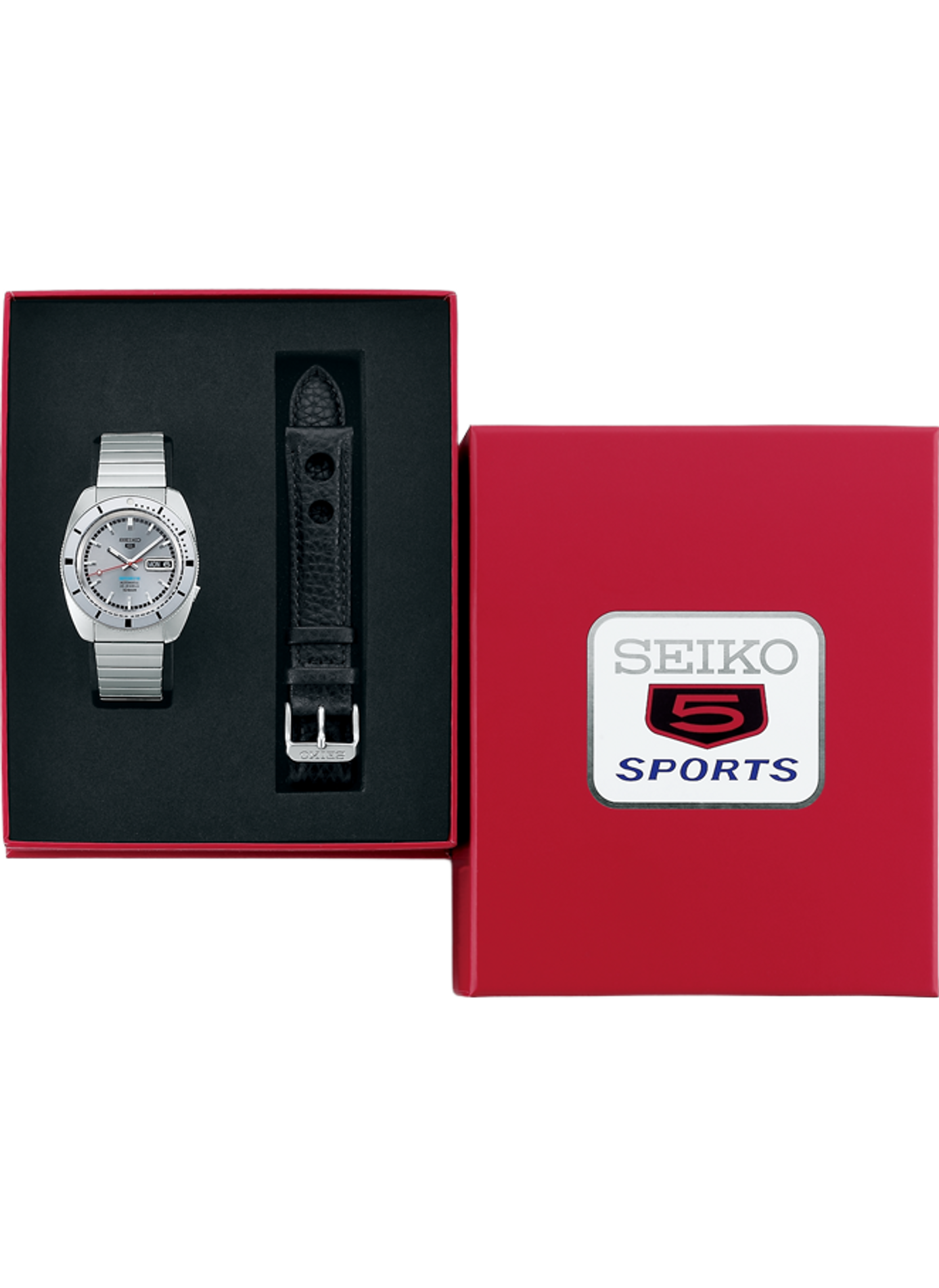 Montre Seiko 5 en acier avec bracelet additionnel en cuir SEIKO Gris
