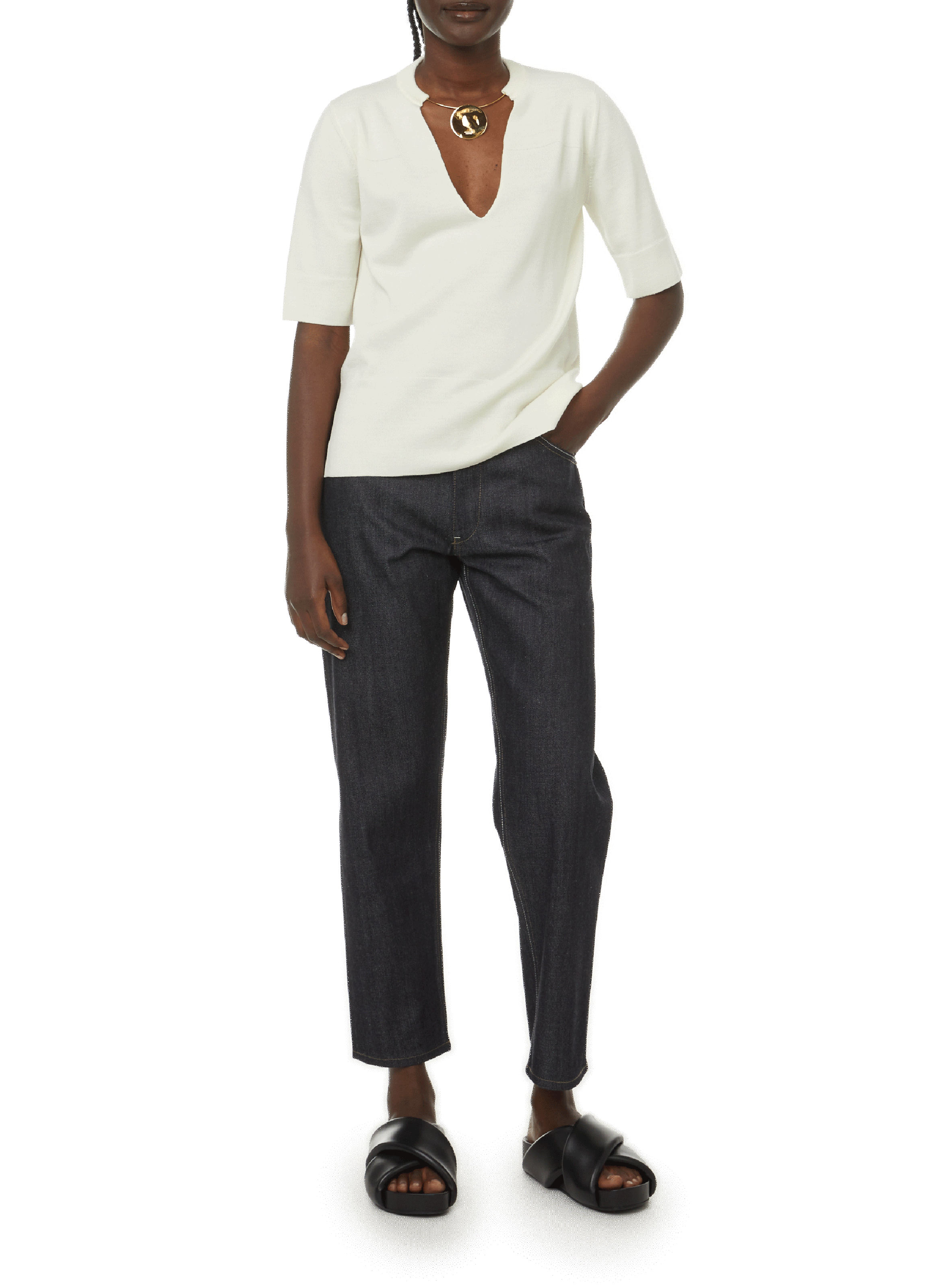 Virgin wool knit T-shirt JIL SANDER White