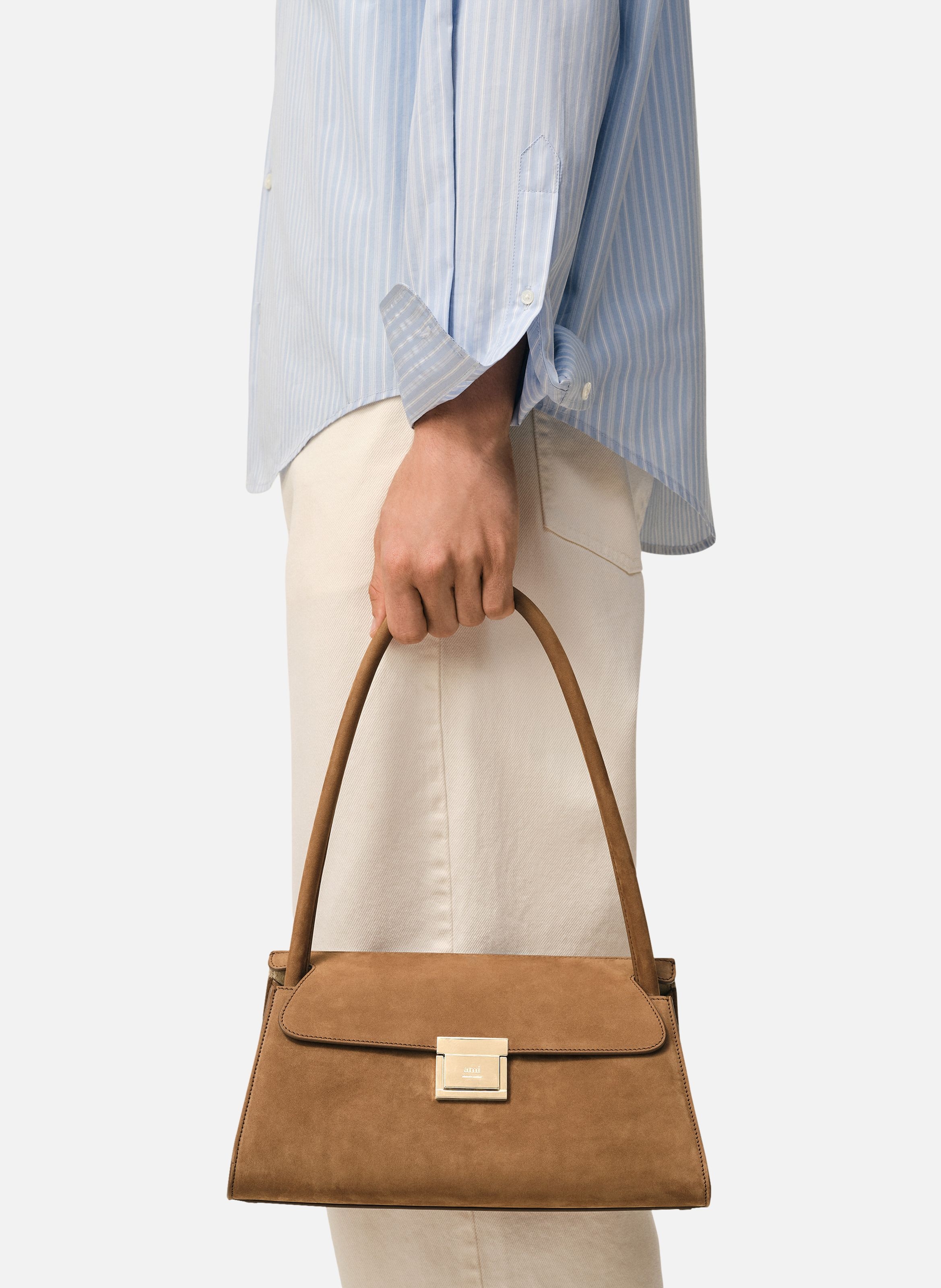 Petit sac mimi unisexe en cuir de veau AMI PARIS Marron