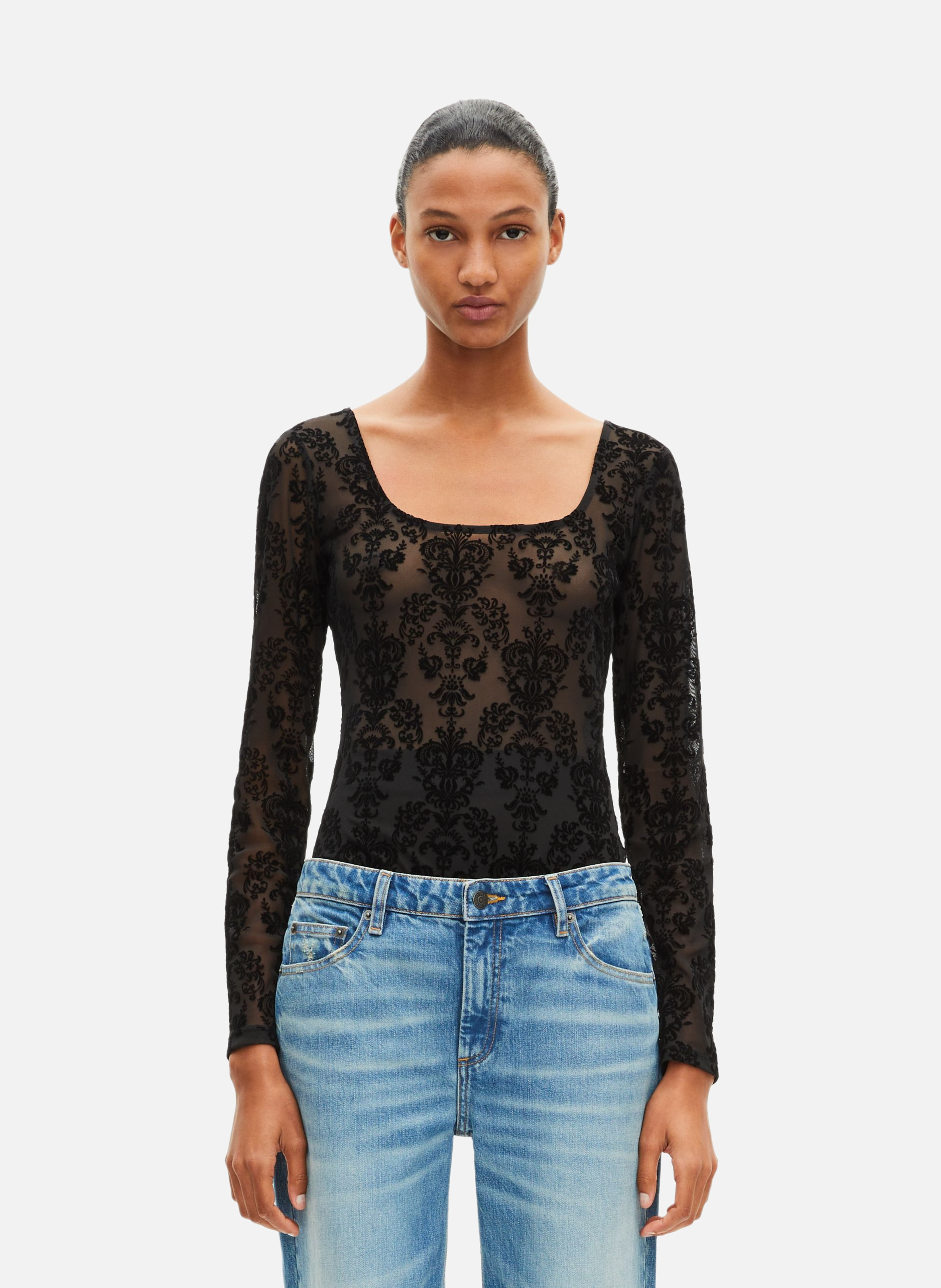 Body en mesh avec flocages THE KOOPLES Noir