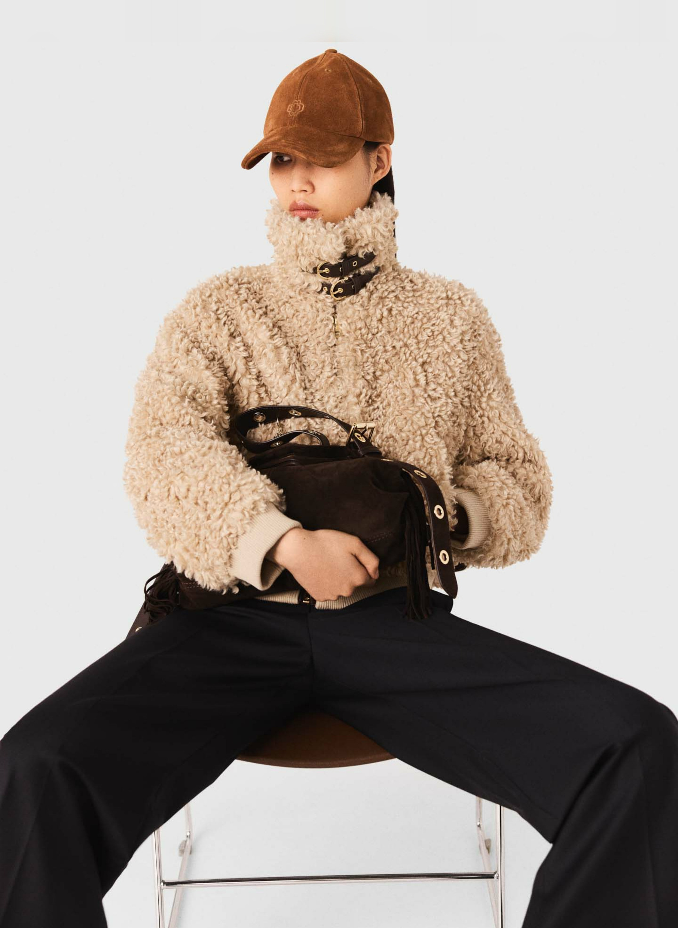 Veste oversize col montant MAJE Beige