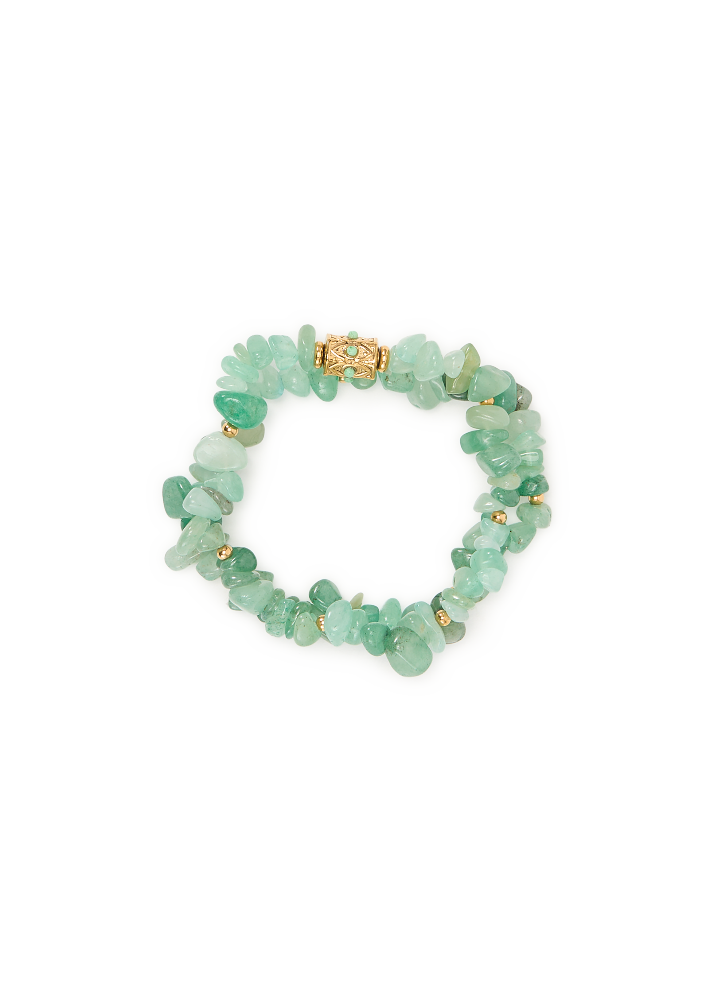 Bracelet élastique double pierres naturelles AU PRINTEMPS PARIS Vert