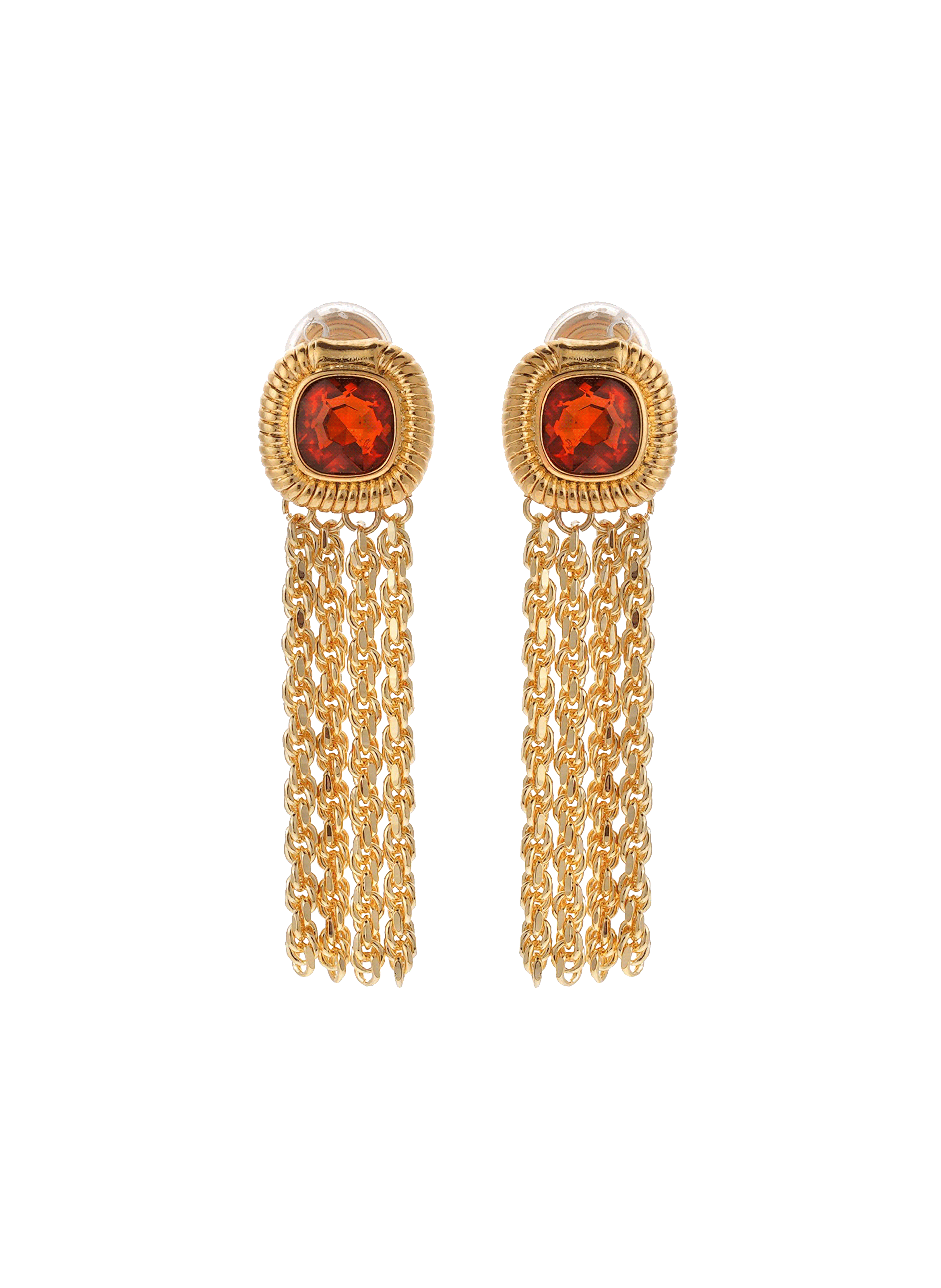 Boucles d'oreilles pendantes avec cabochon et cascade de chaînes pusha HIPANEMA Orange
