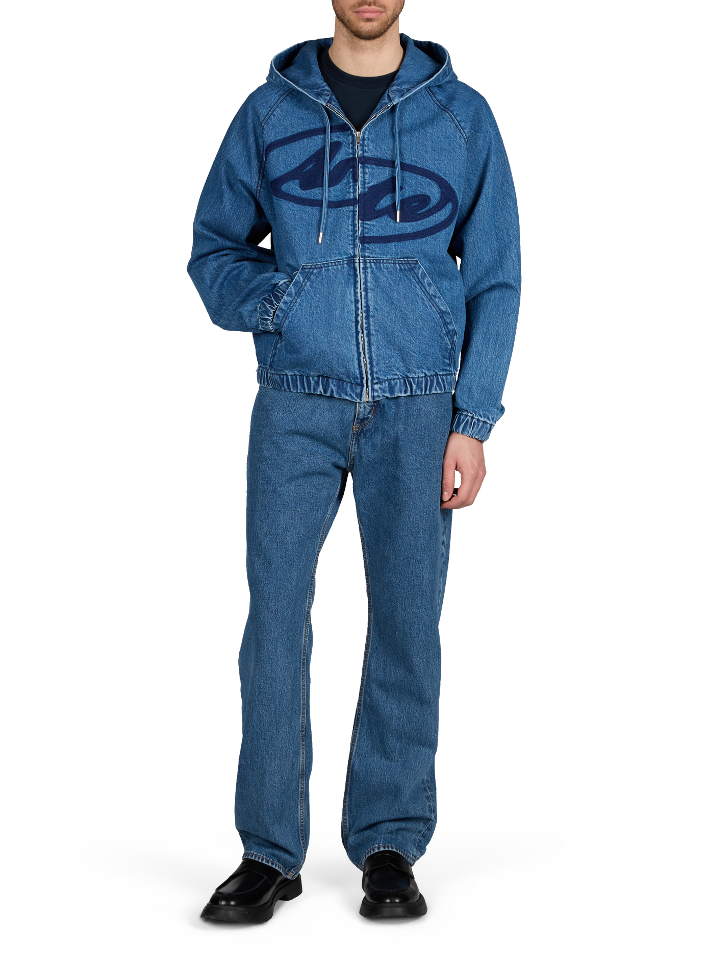 Cotton Denim Split Logo Hooded Jacket ARTE ANTWERP Blue