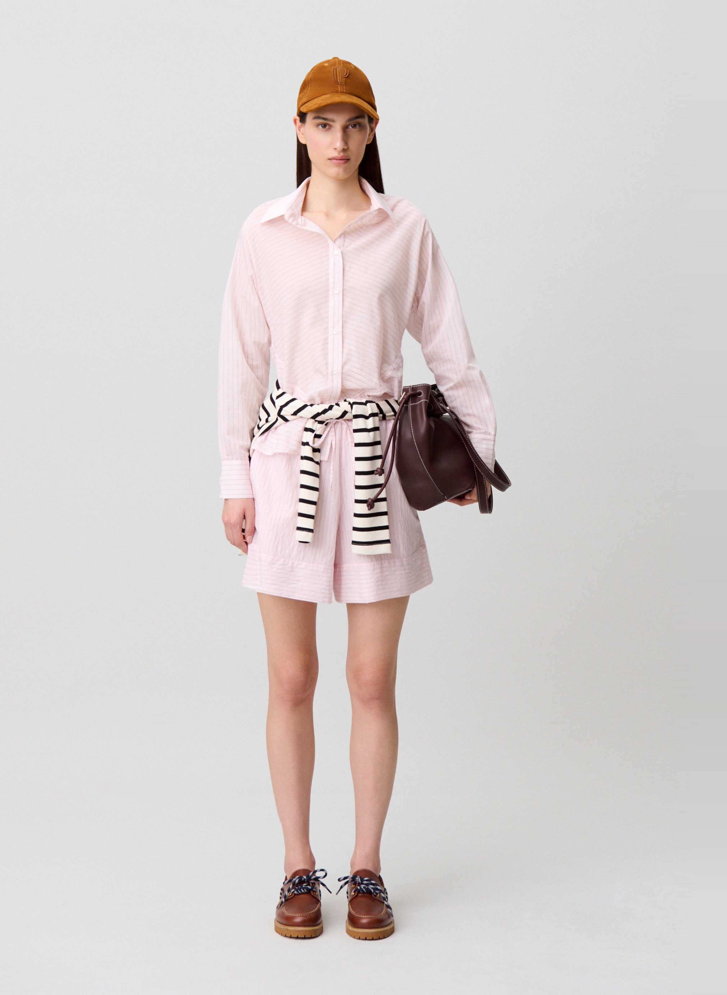 Chemise cintrée à rayures fines CLAUDIE PIERLOT Rose