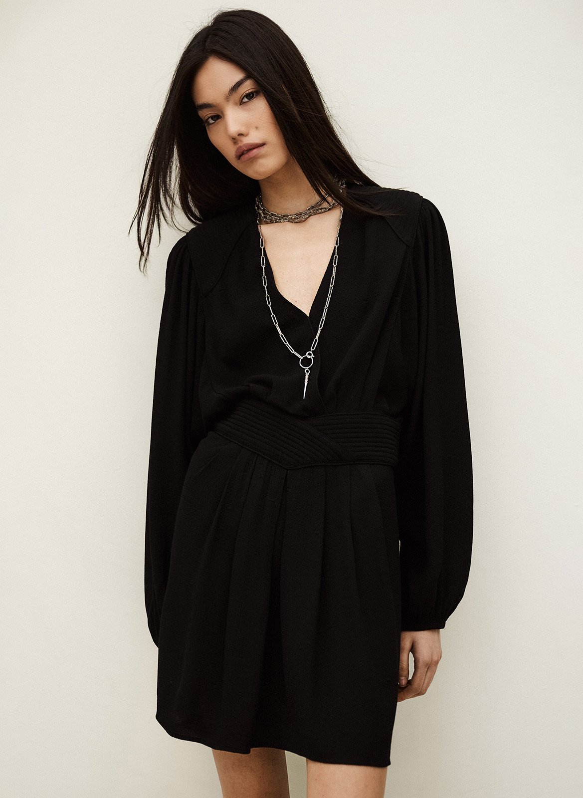 Robe courte col v alana BA&SH Noir