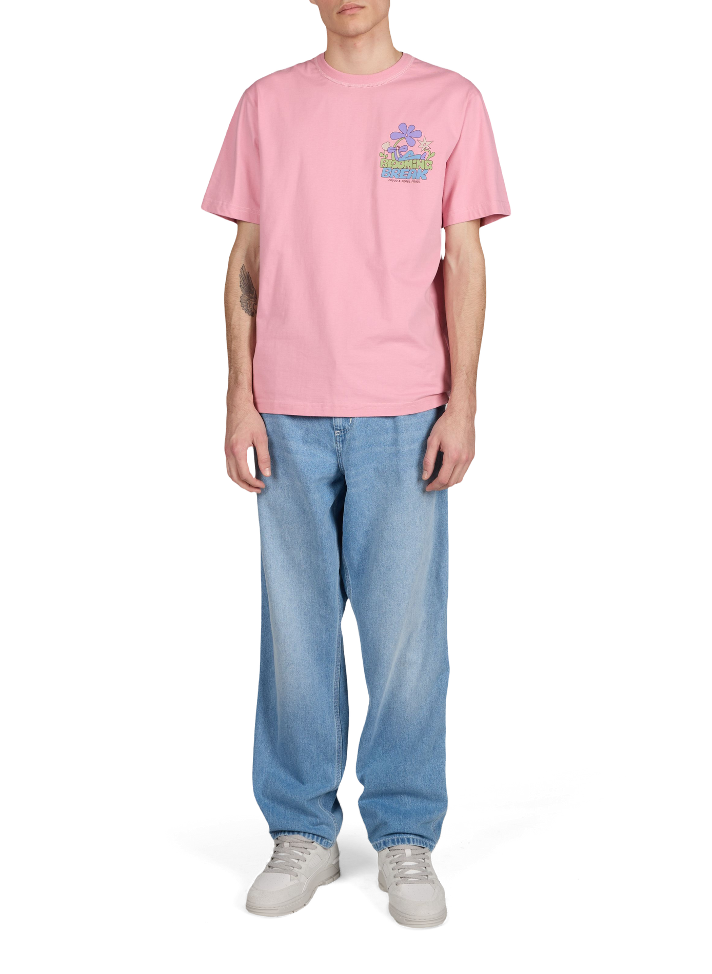 Printed Lugny cotton T-shirt FAGUO Pink