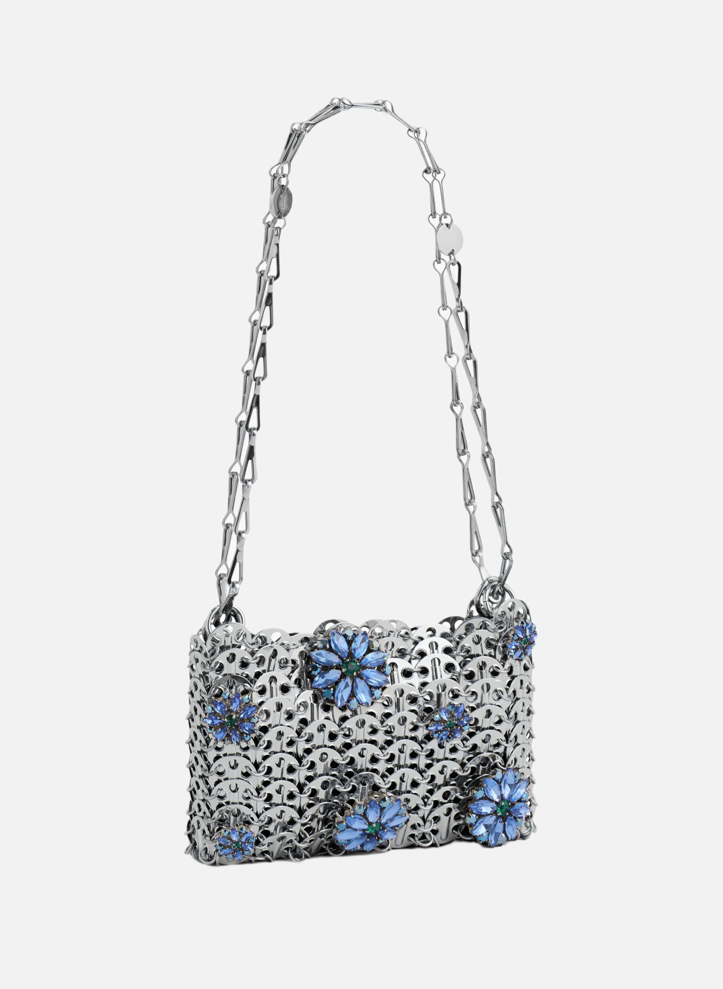 Sac 1969 nano avec détails de fleurs en strass RABANNE Argent