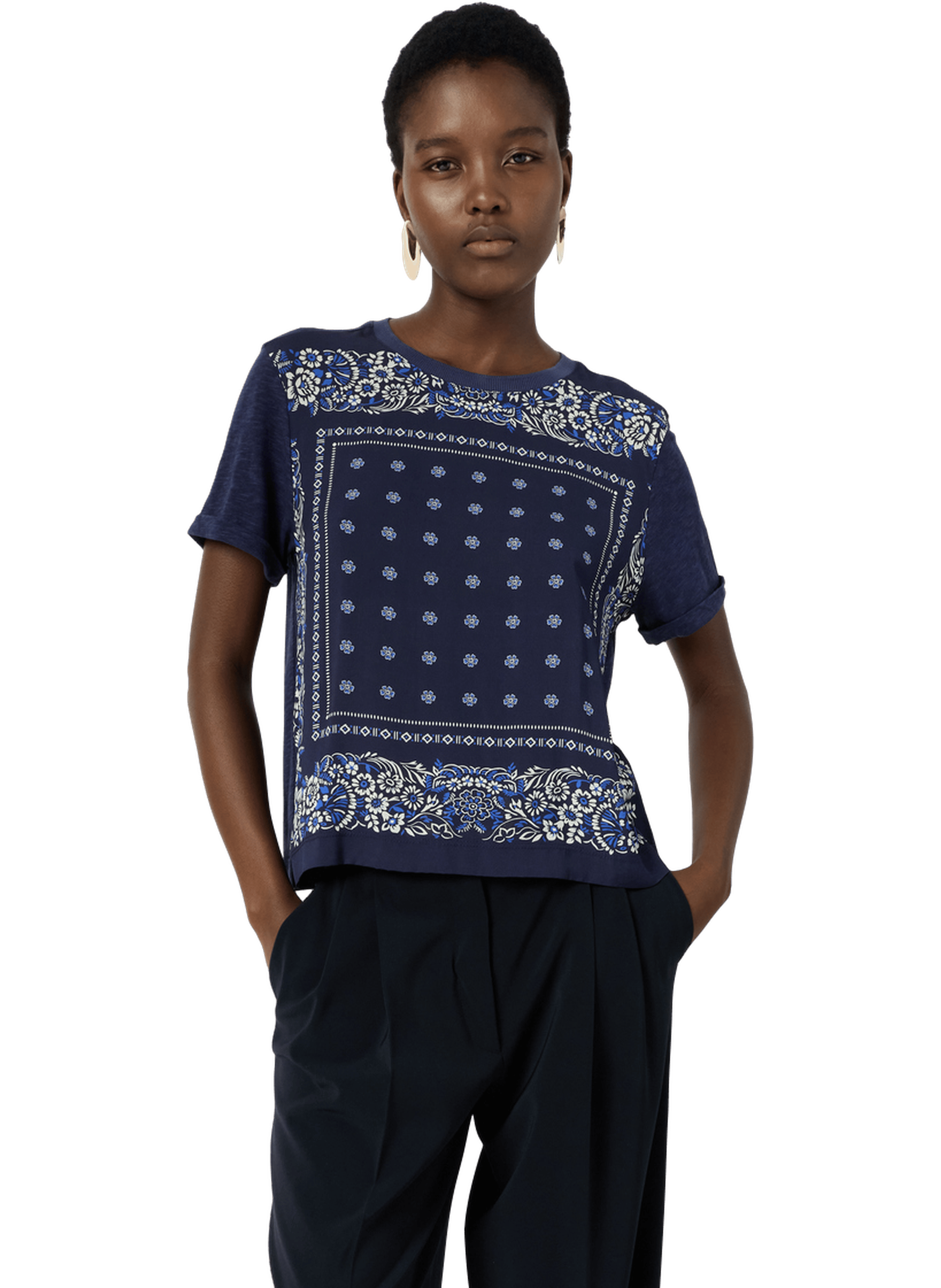 T-shirt bi matière esprit foulard - manolia GERARD DAREL Bleu