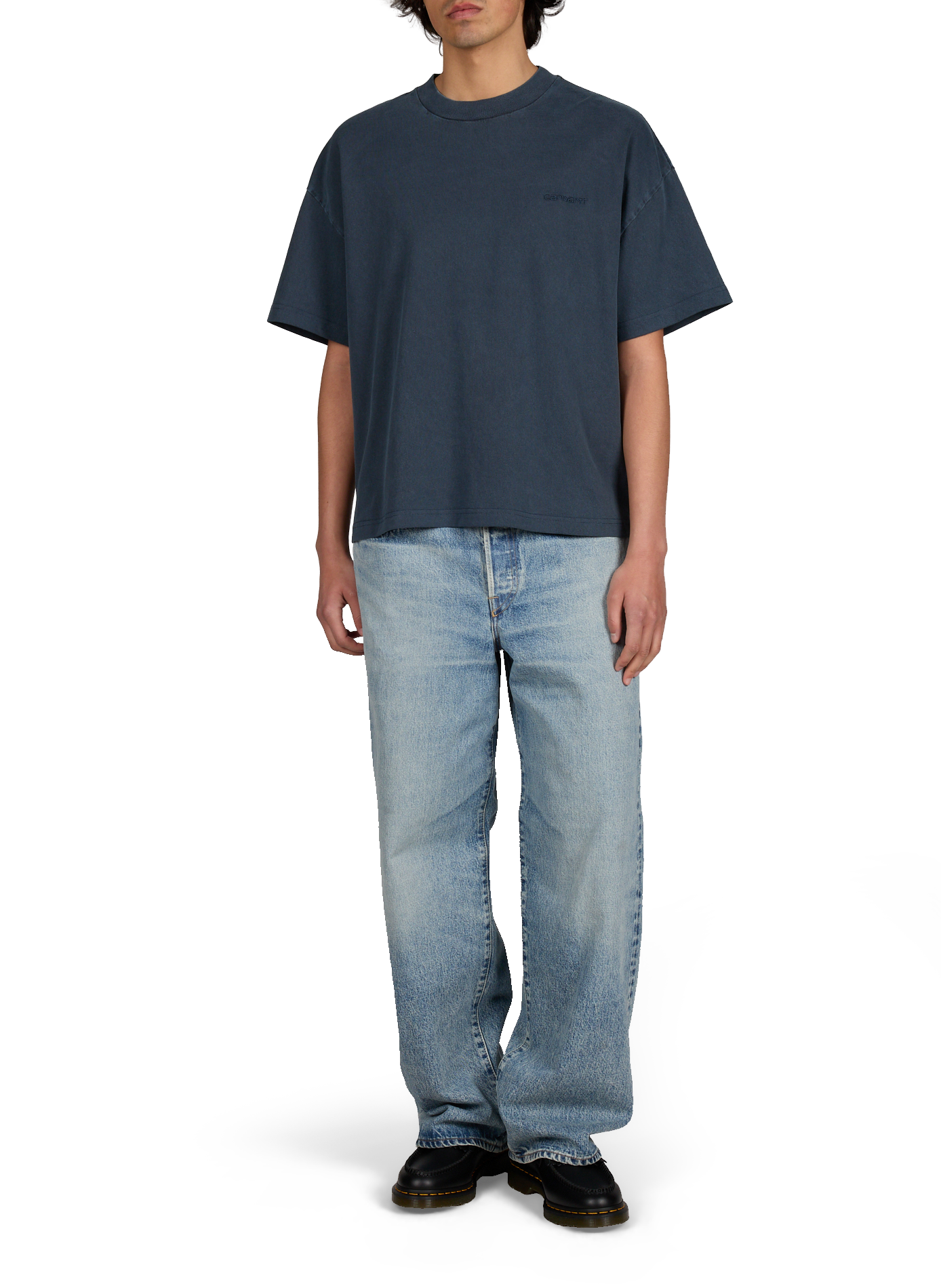 Cotton T-shirt with logo embroidery CARHARTT WIP Grey