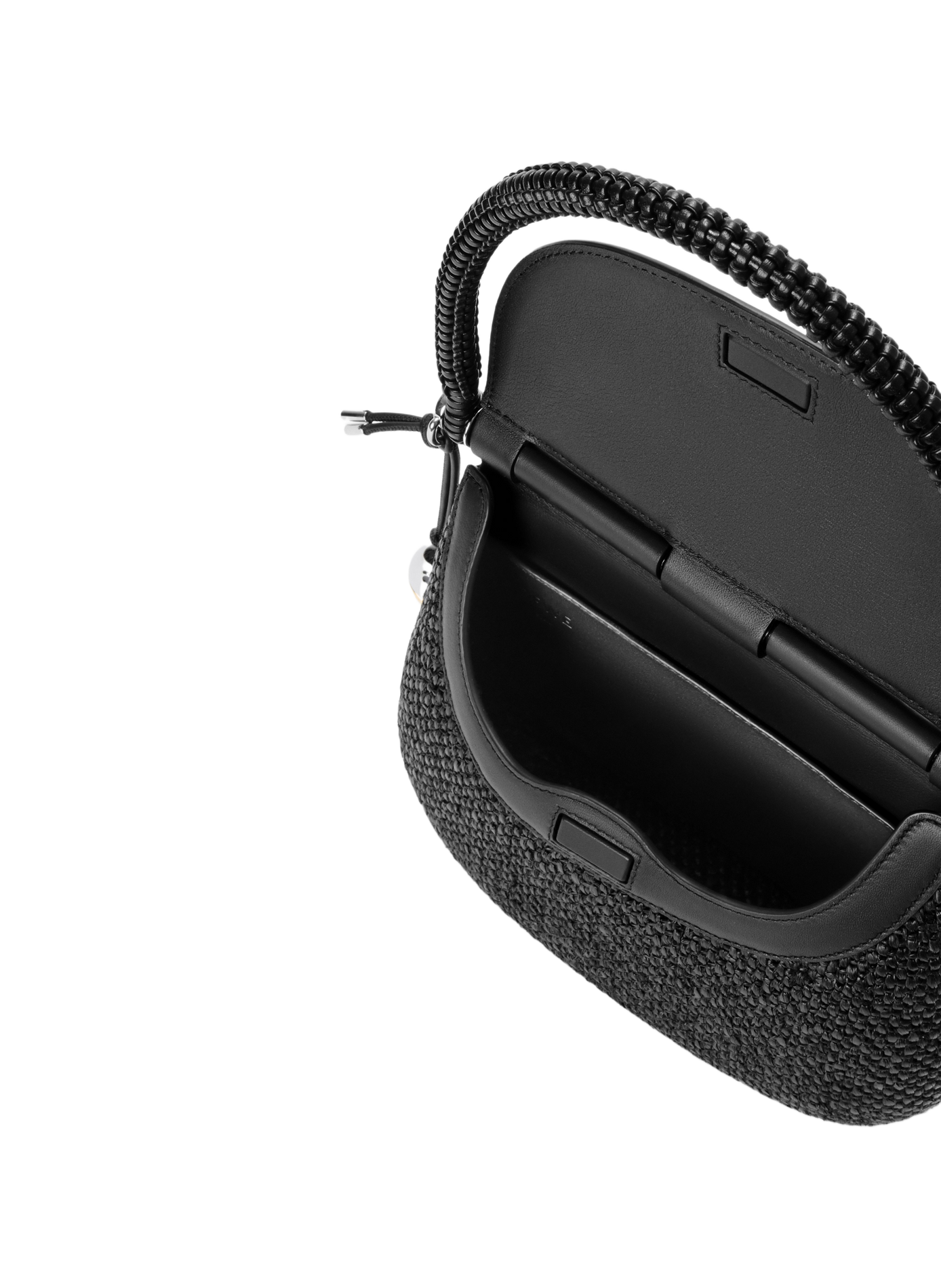 Medium Pescador bag in raffia and calf leather LOEWE Black