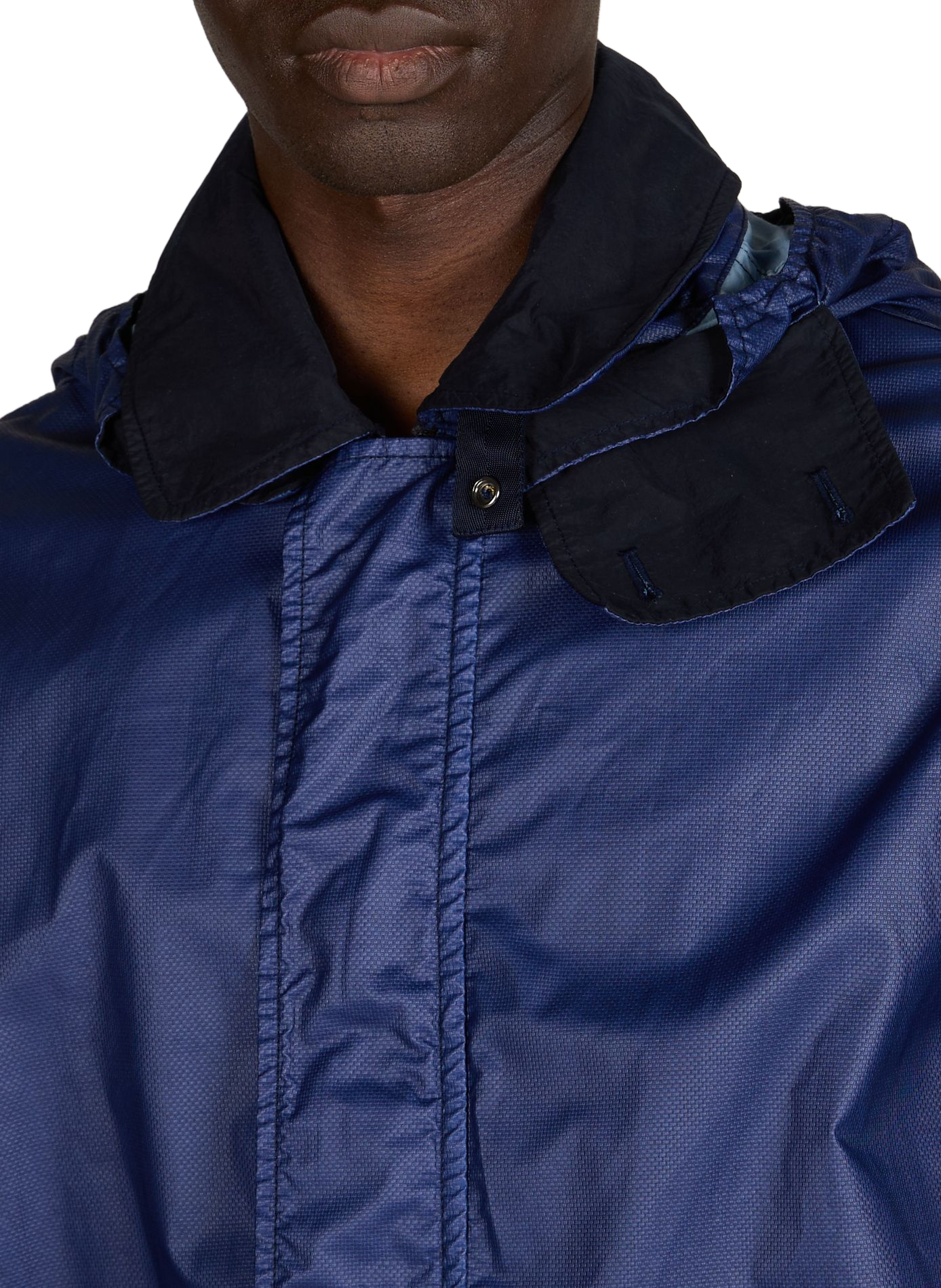 Waterproof jacket with removable hood in cotton CP COMPANY Blue