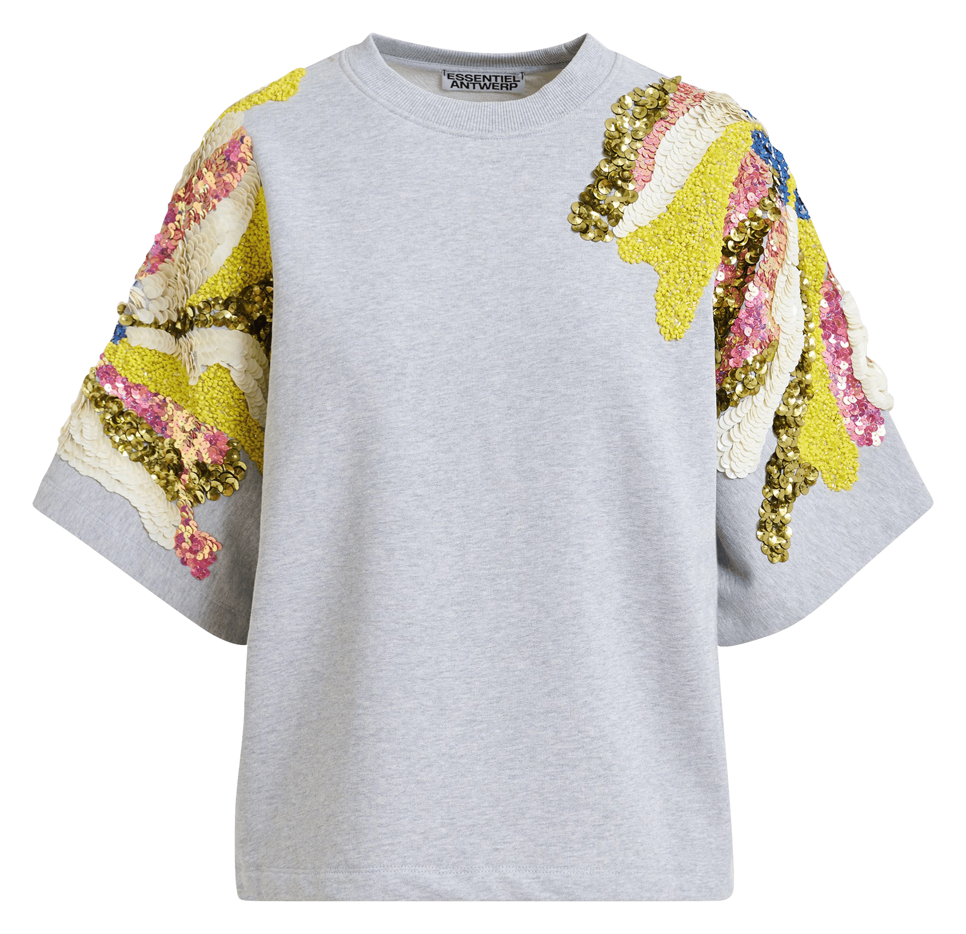 Sweat manches courtes à sequins jadda Gris