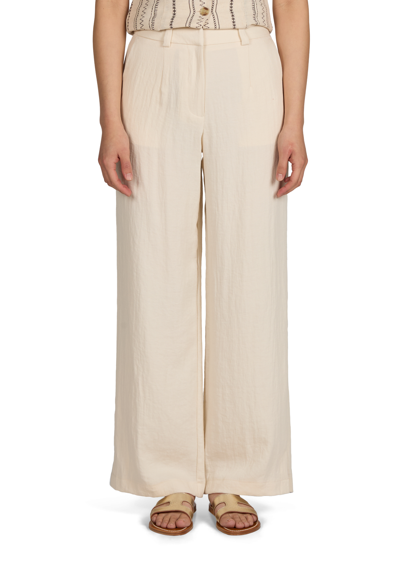 Solid Flowy Pants VILA Beige