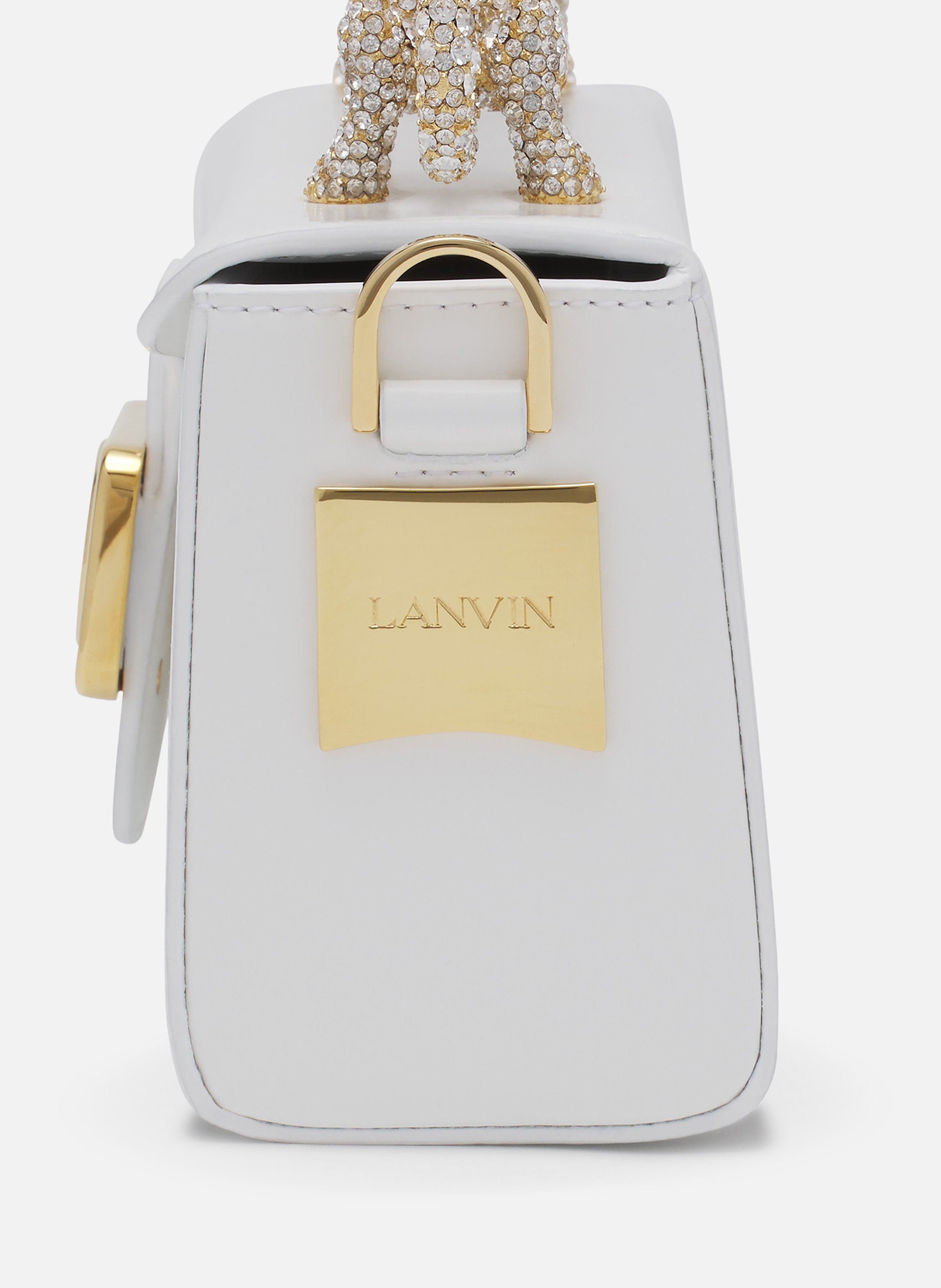 Sac pencil cat en cuir et strass LANVIN Blanc