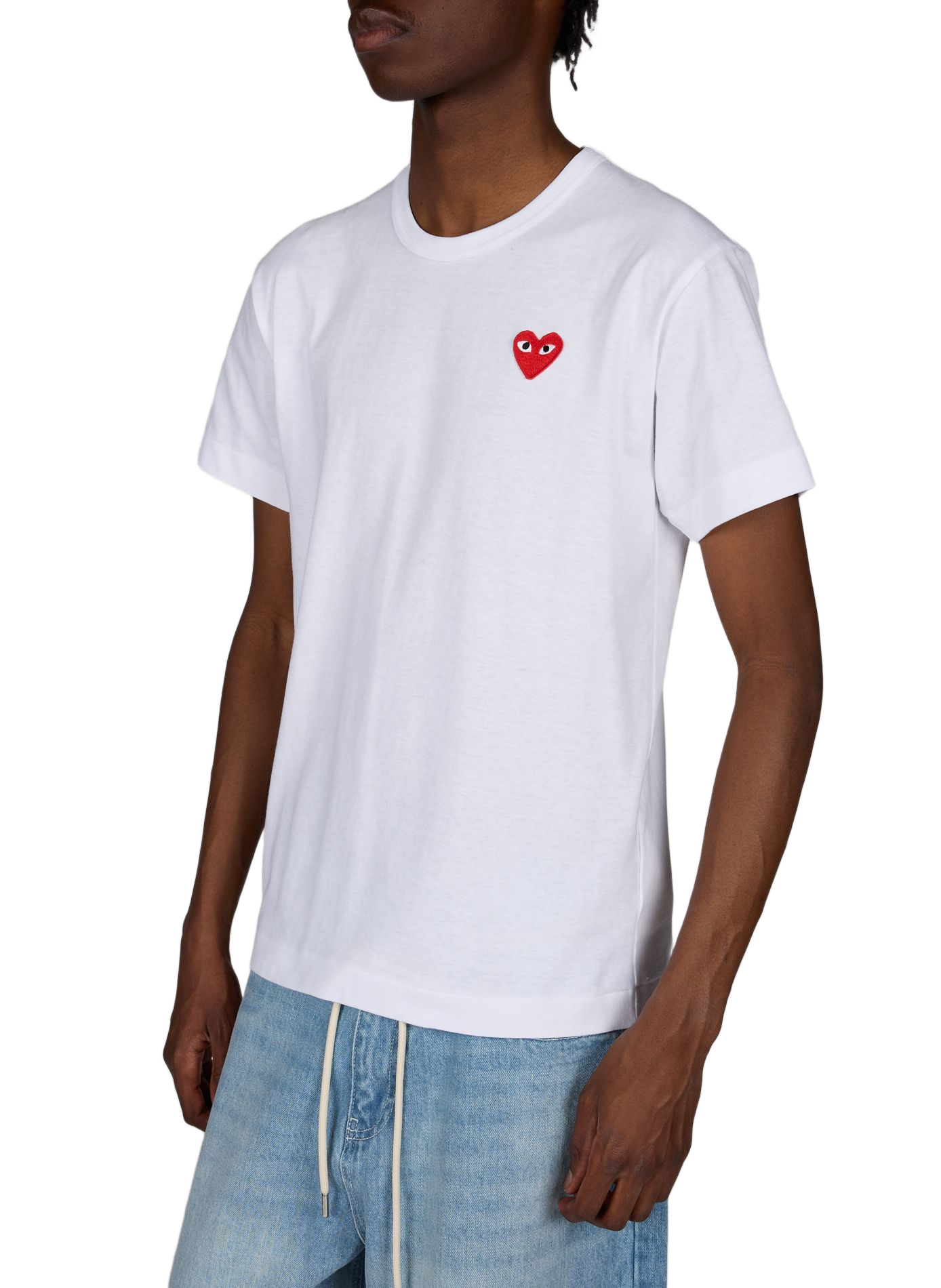 T-Shirt mit gesticktem Logo aus Baumwolle COMME DES GARCONS PLAY Weiss