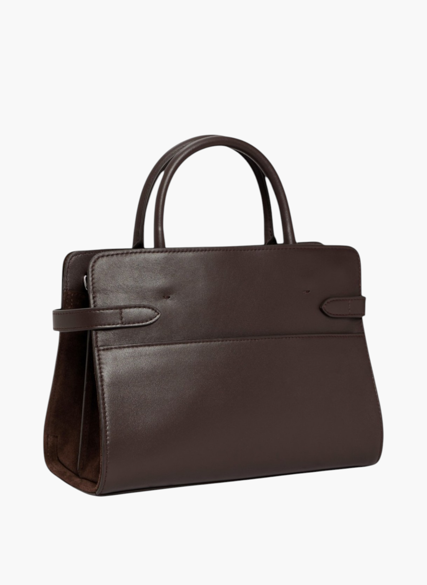 Sac à main moyen modèle emie en cuir lisse et refente de velours LE TANNEUR Marron