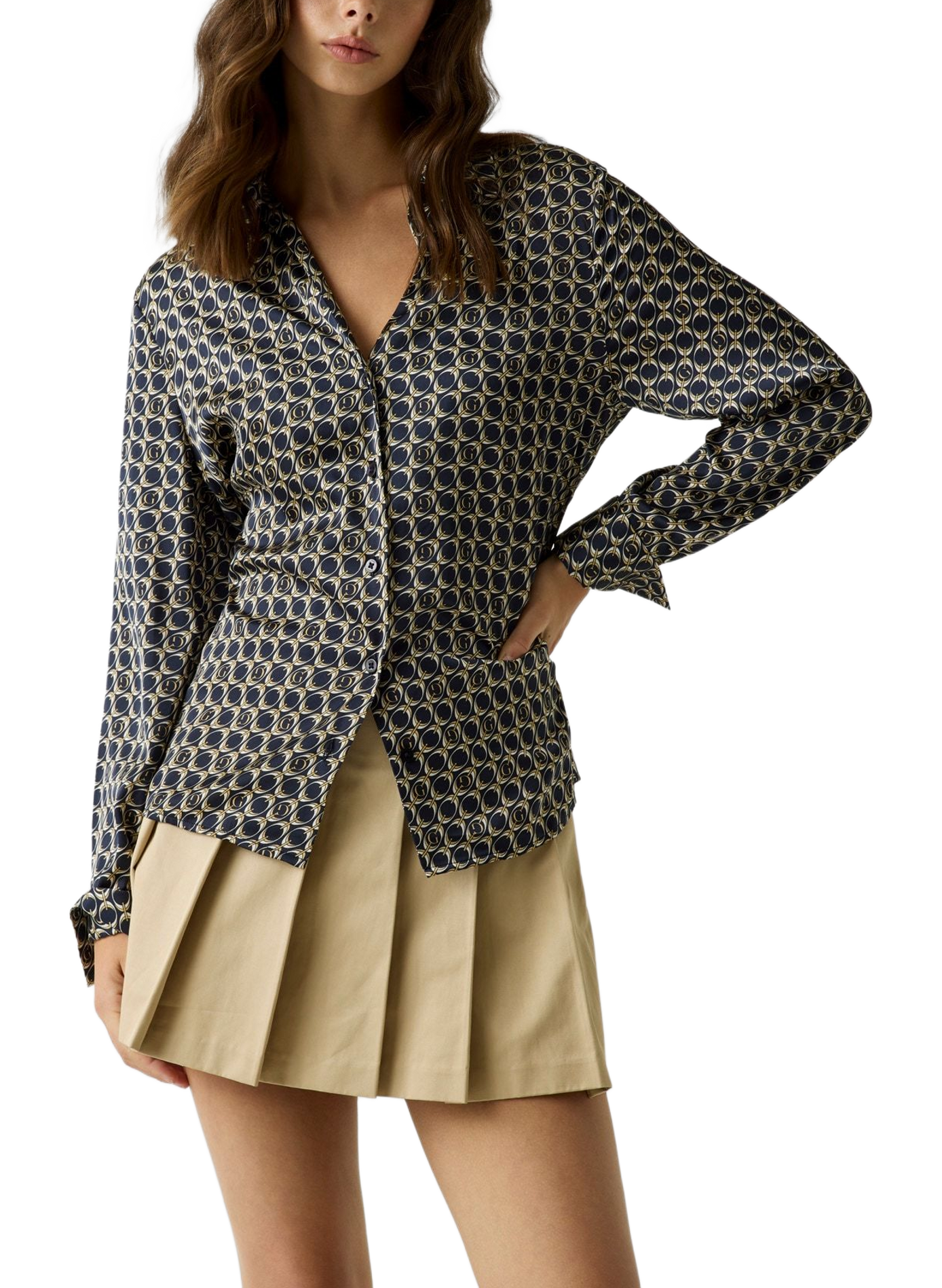 Printed straight blouse GUESS Beige