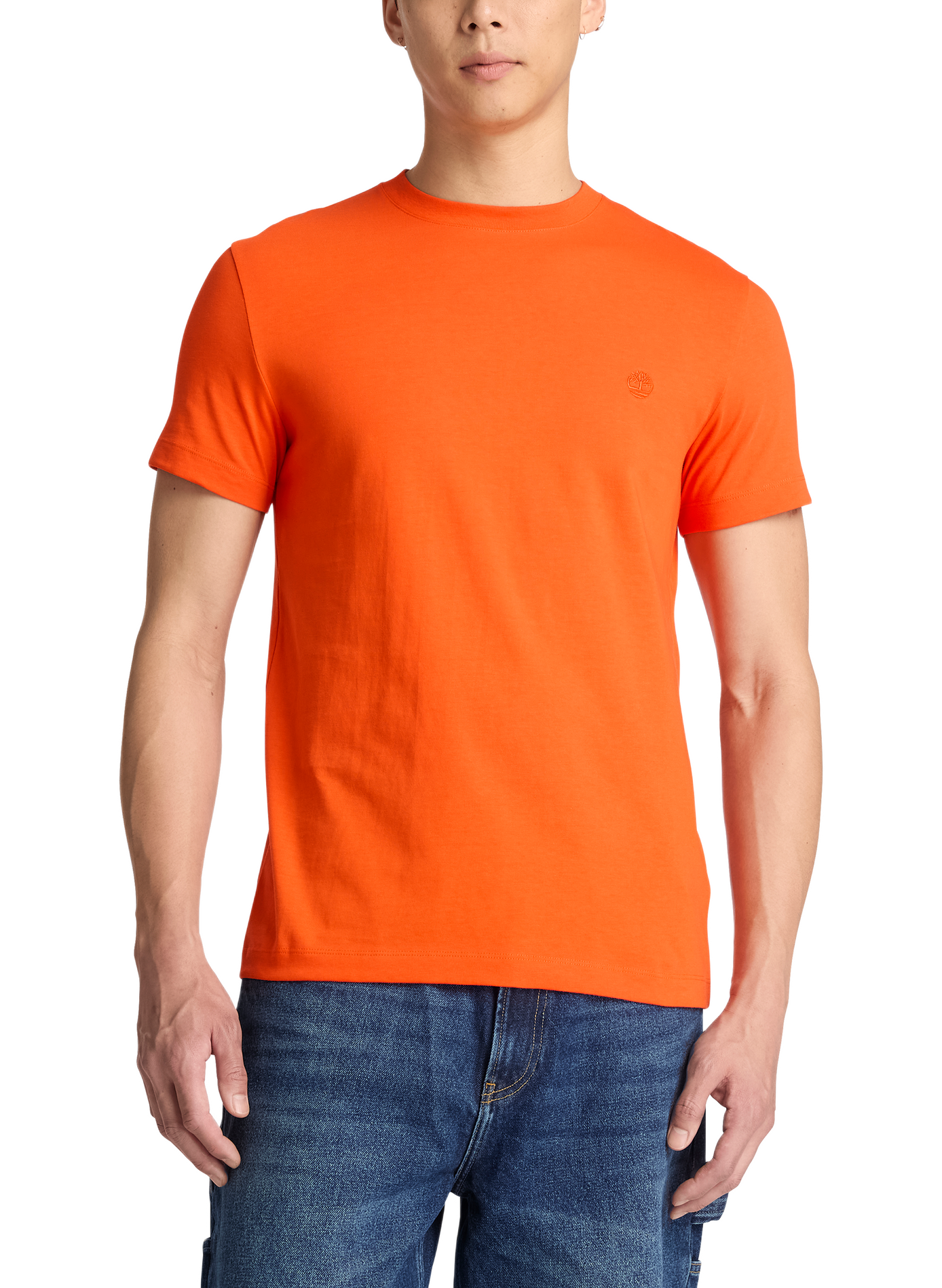 Gerader T-Shirt mit gesticktem Logo aus Baumwolle TIMBERLAND Orange