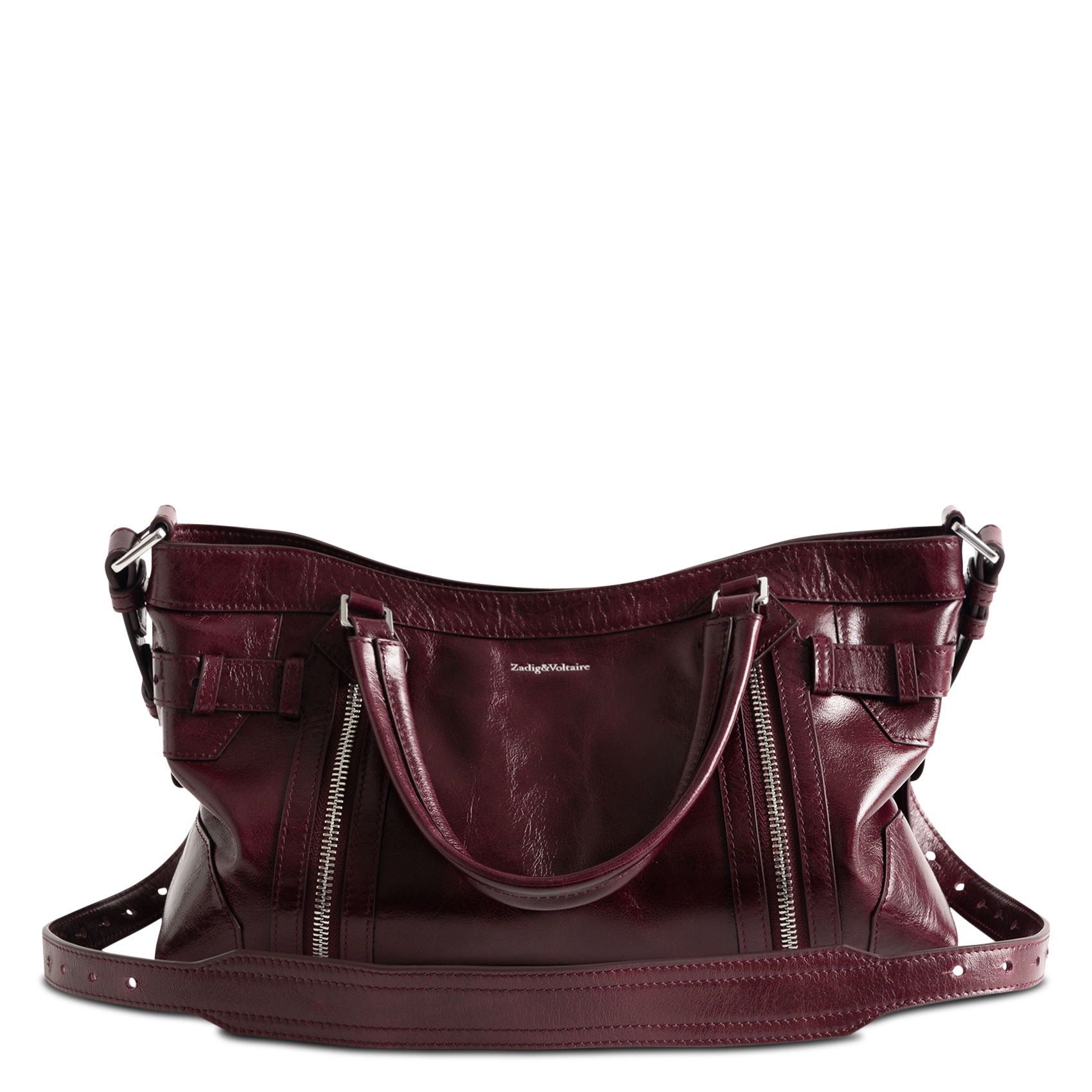 Schoudertas van leer madison ZADIG&VOLTAIRE Paars
