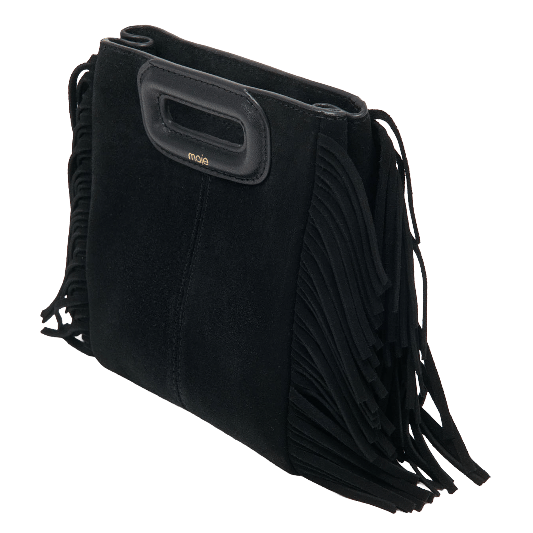 Sac bandoulière en cuir m mini MAJE Noir