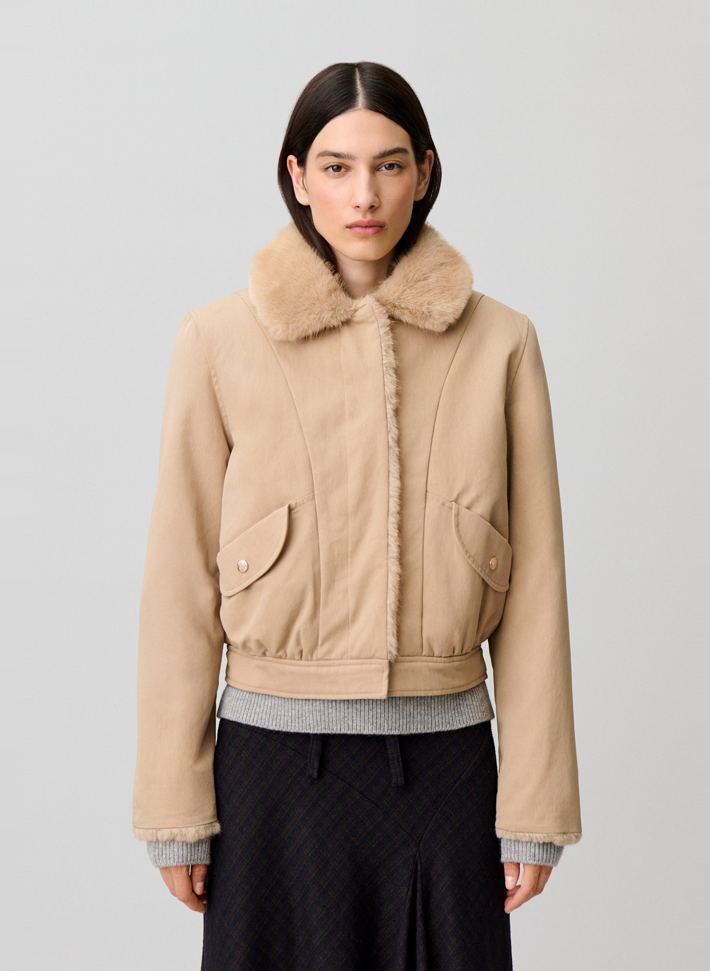 Parka col classique en coton mélangé CLAUDIE PIERLOT Beige