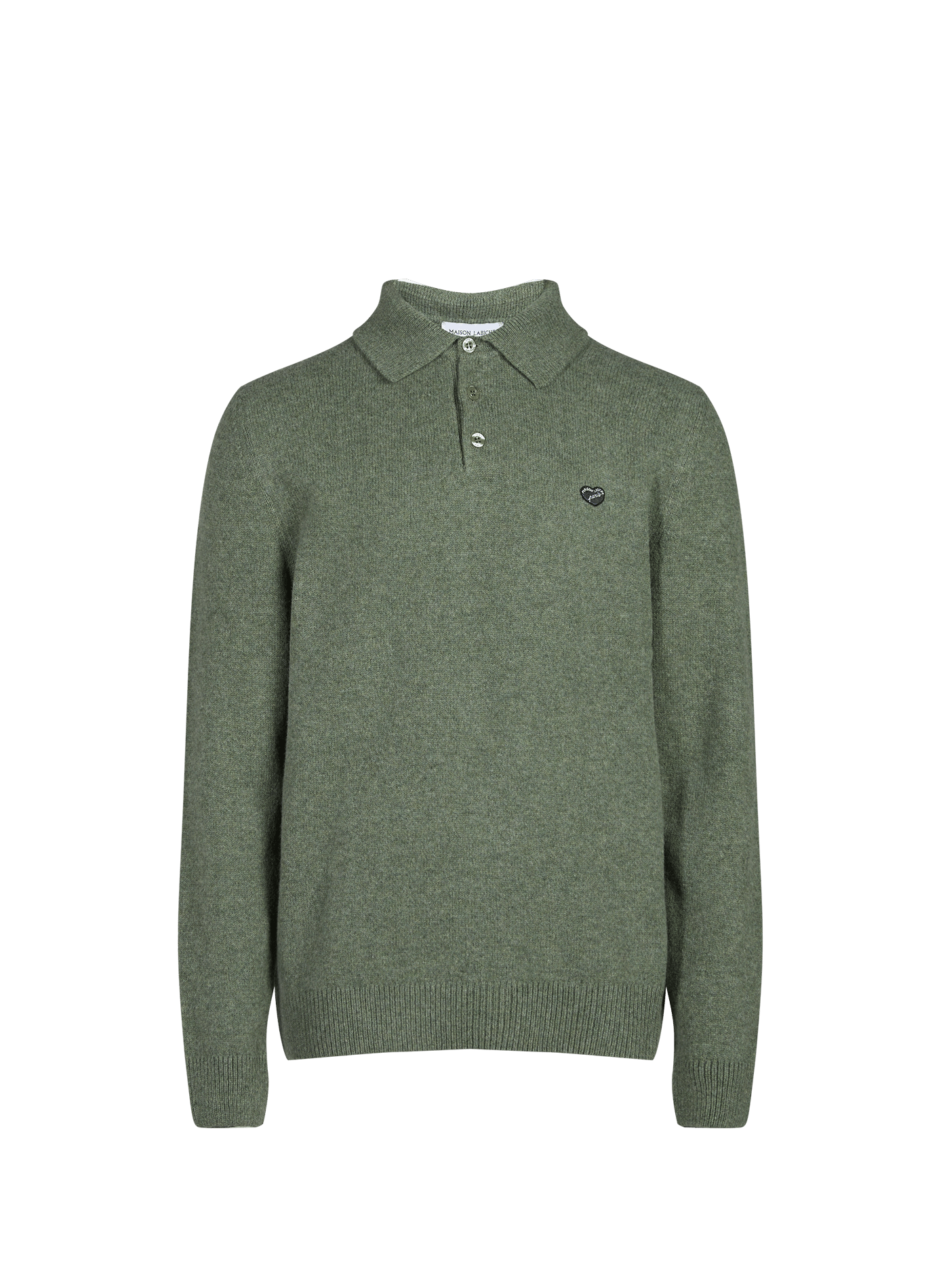Straight wool long-sleeve polo MAISON LABICHE Green
