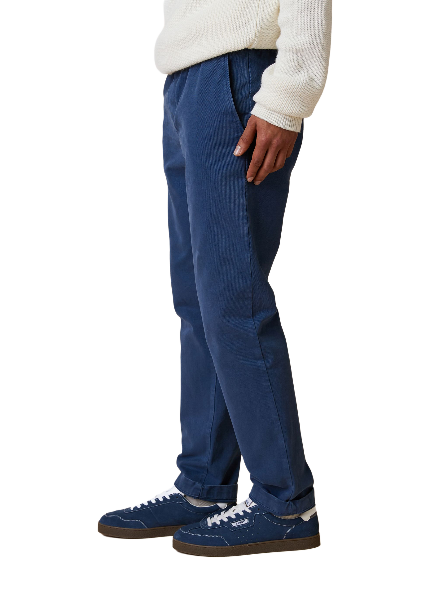 Pantalon chino à taille élastiquée en coton FAGUO Bleu