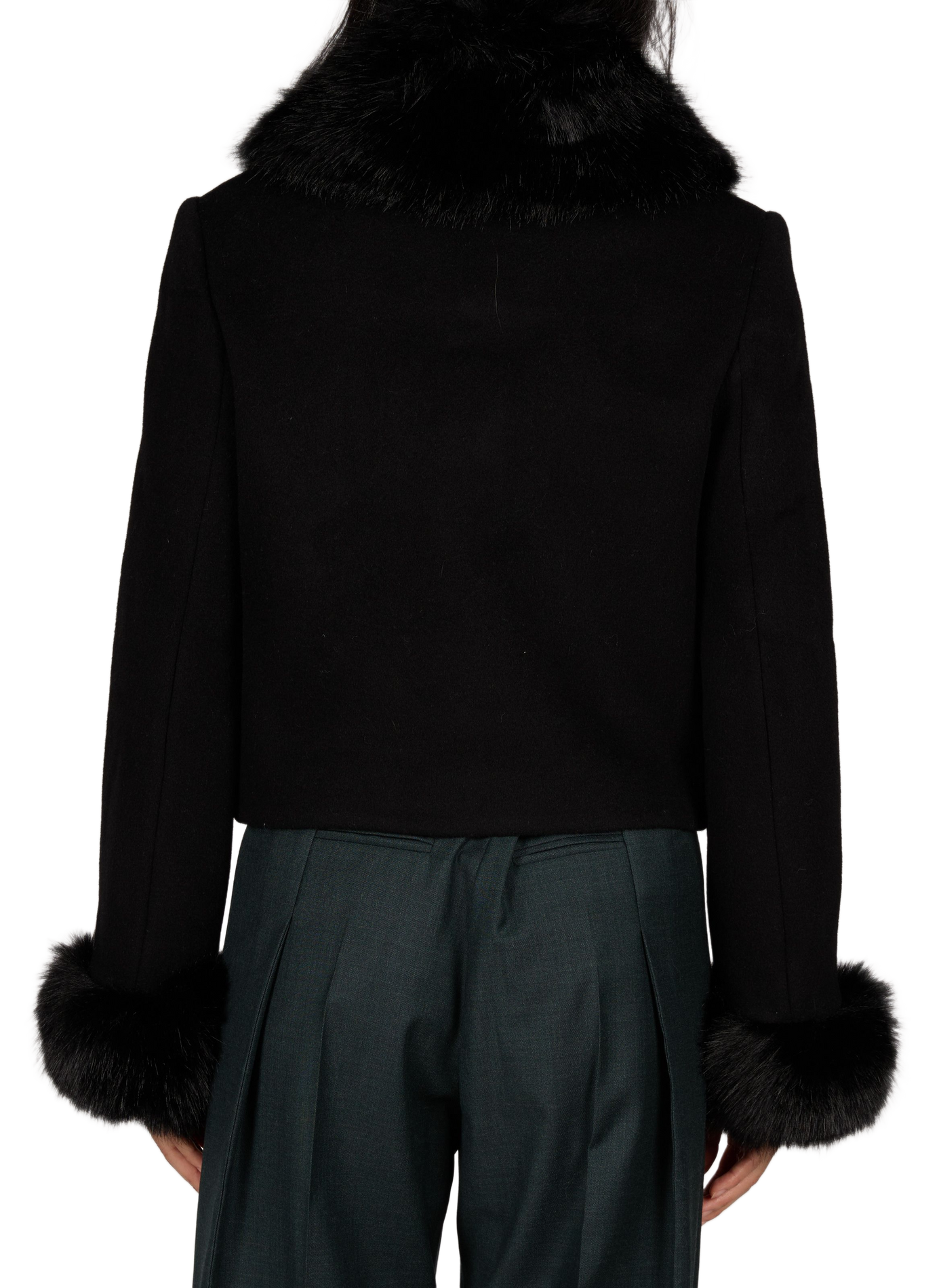 Short faux fur-effect jacket SELF PORTRAIT Black
