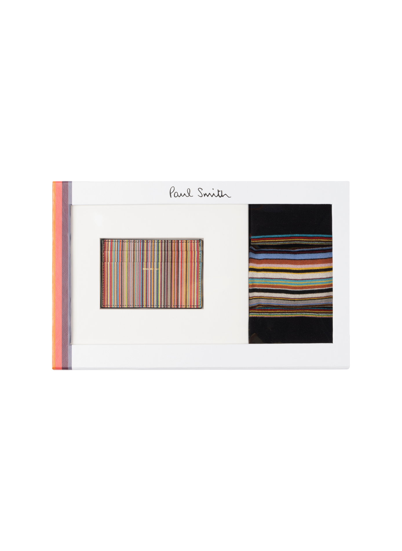 Coffret cadeau Porte-cartes en cuir et chaussettes en coton mélangé PAUL SMITH Noir