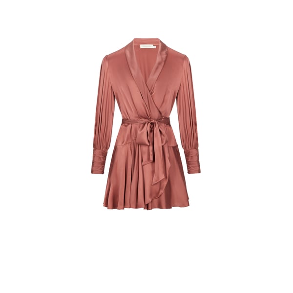 Robe courte portefeuille en soie