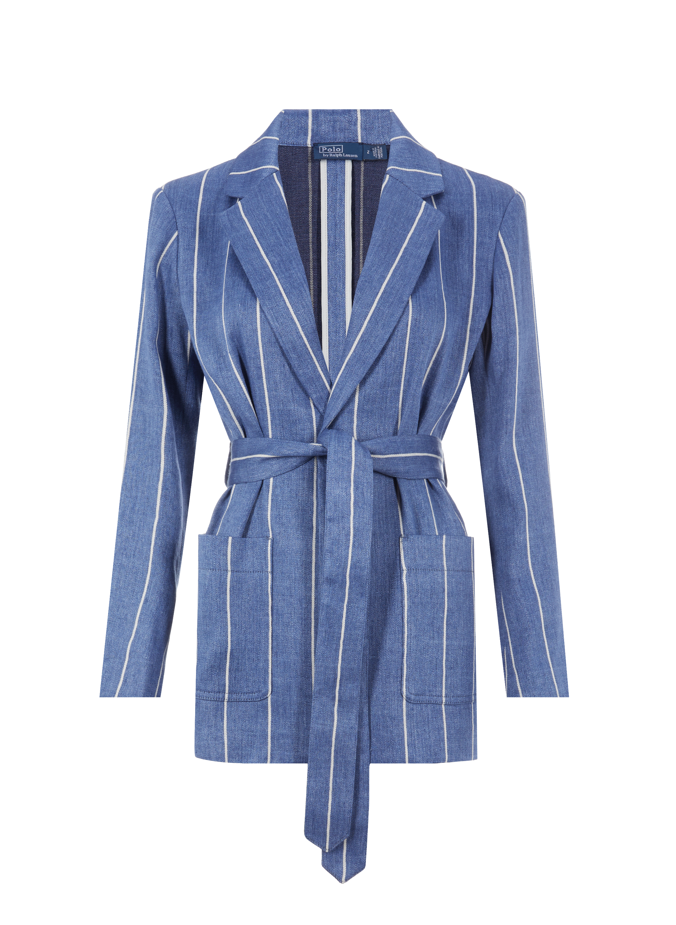 Striped cotton and linen jacket POLO RALPH LAUREN Blue