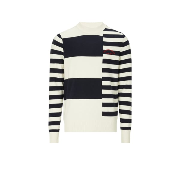 Pull rayé en laine et coton