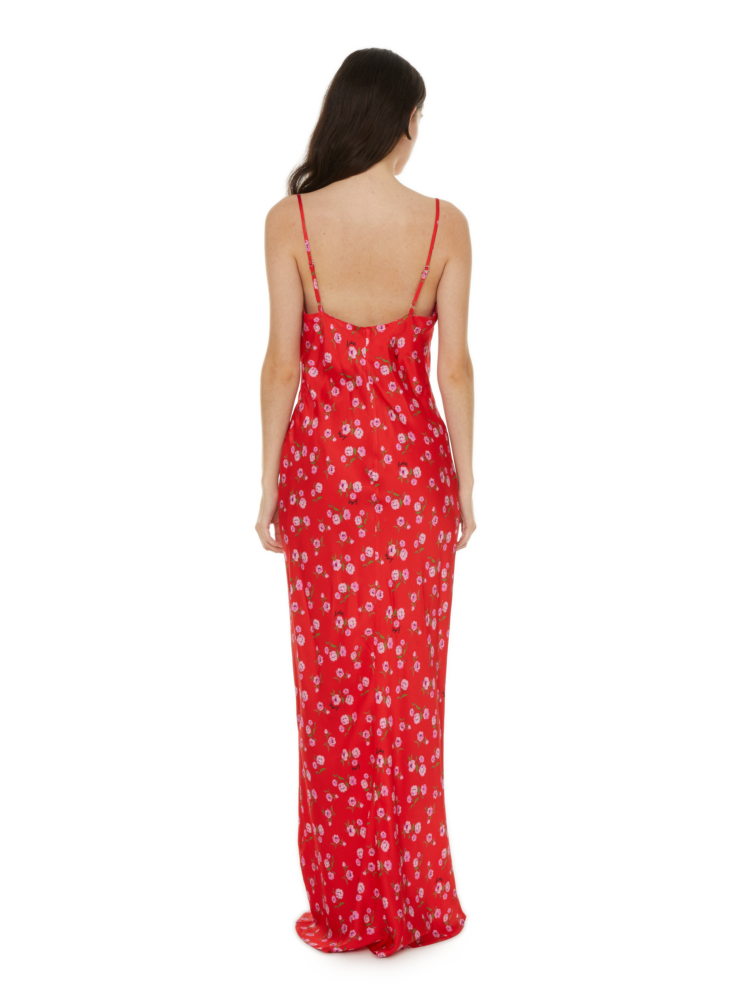 Robe longue à motif fleuris ROTATE Rouge