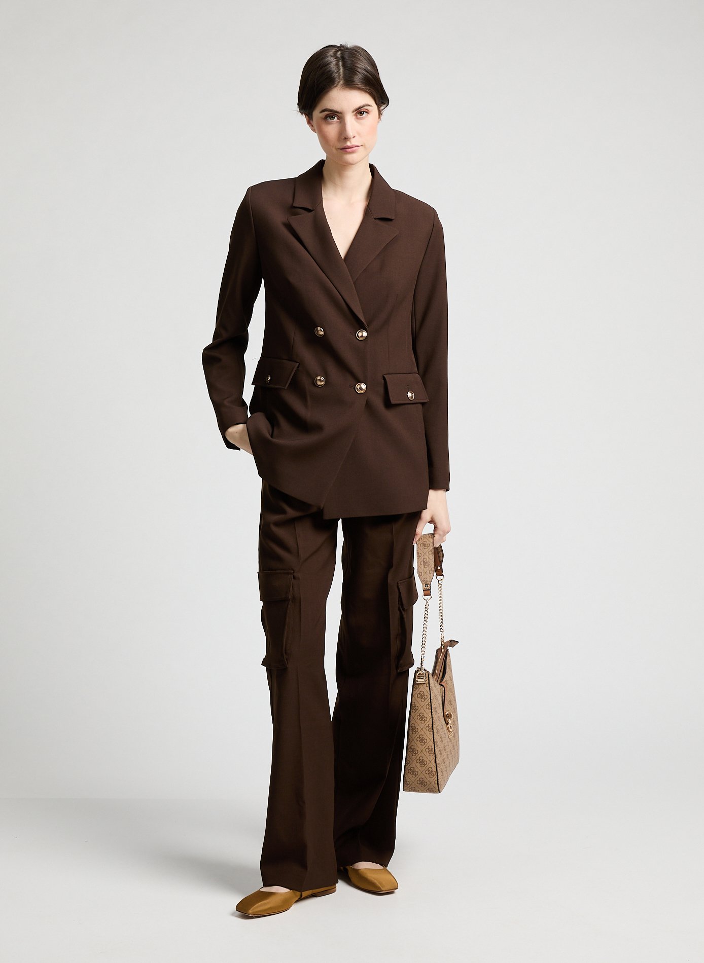 Monogram-print handbag GUESS Brown