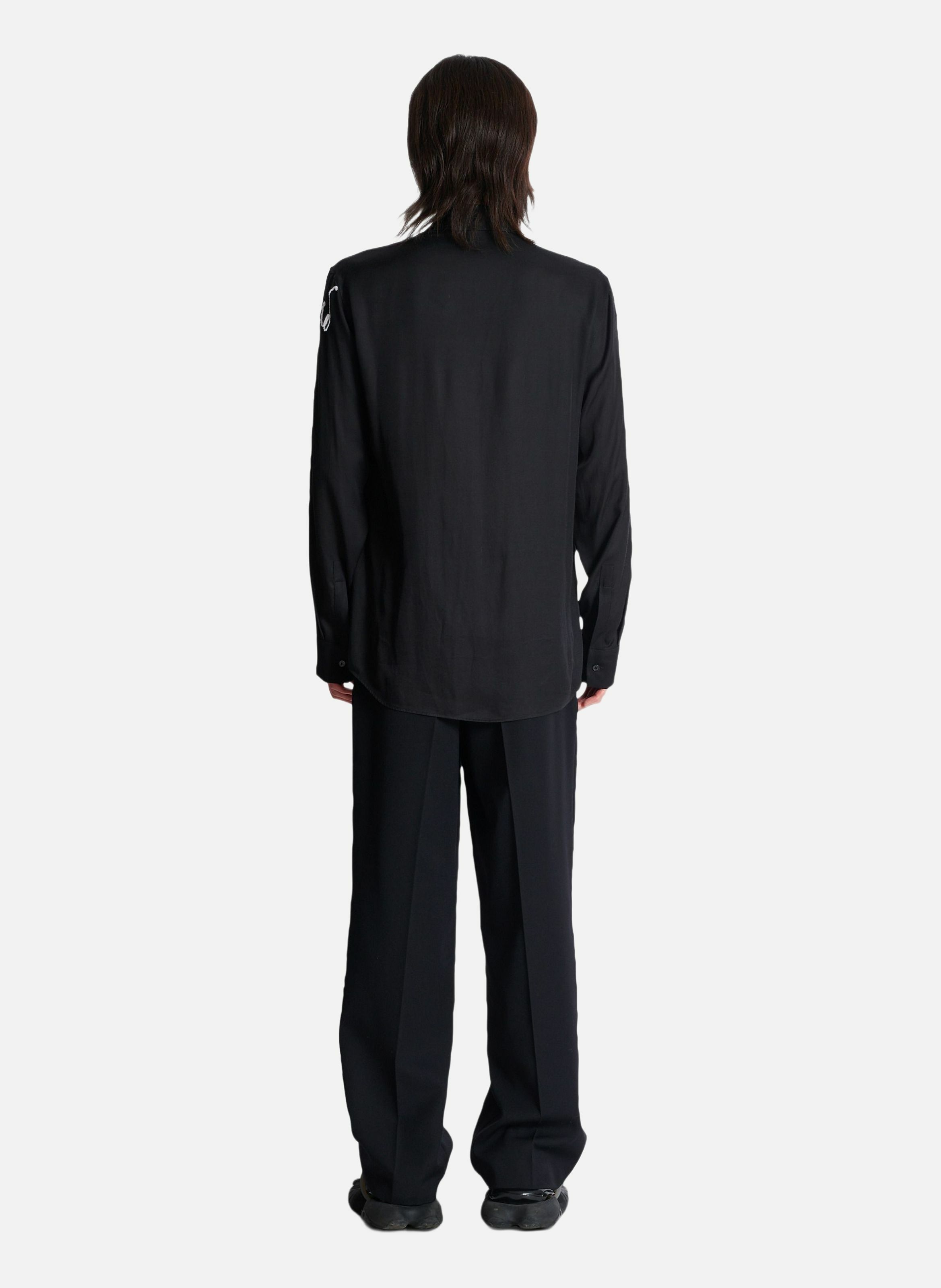 Chemise fluide brodée « lettre d'amour » BALMAIN Noir